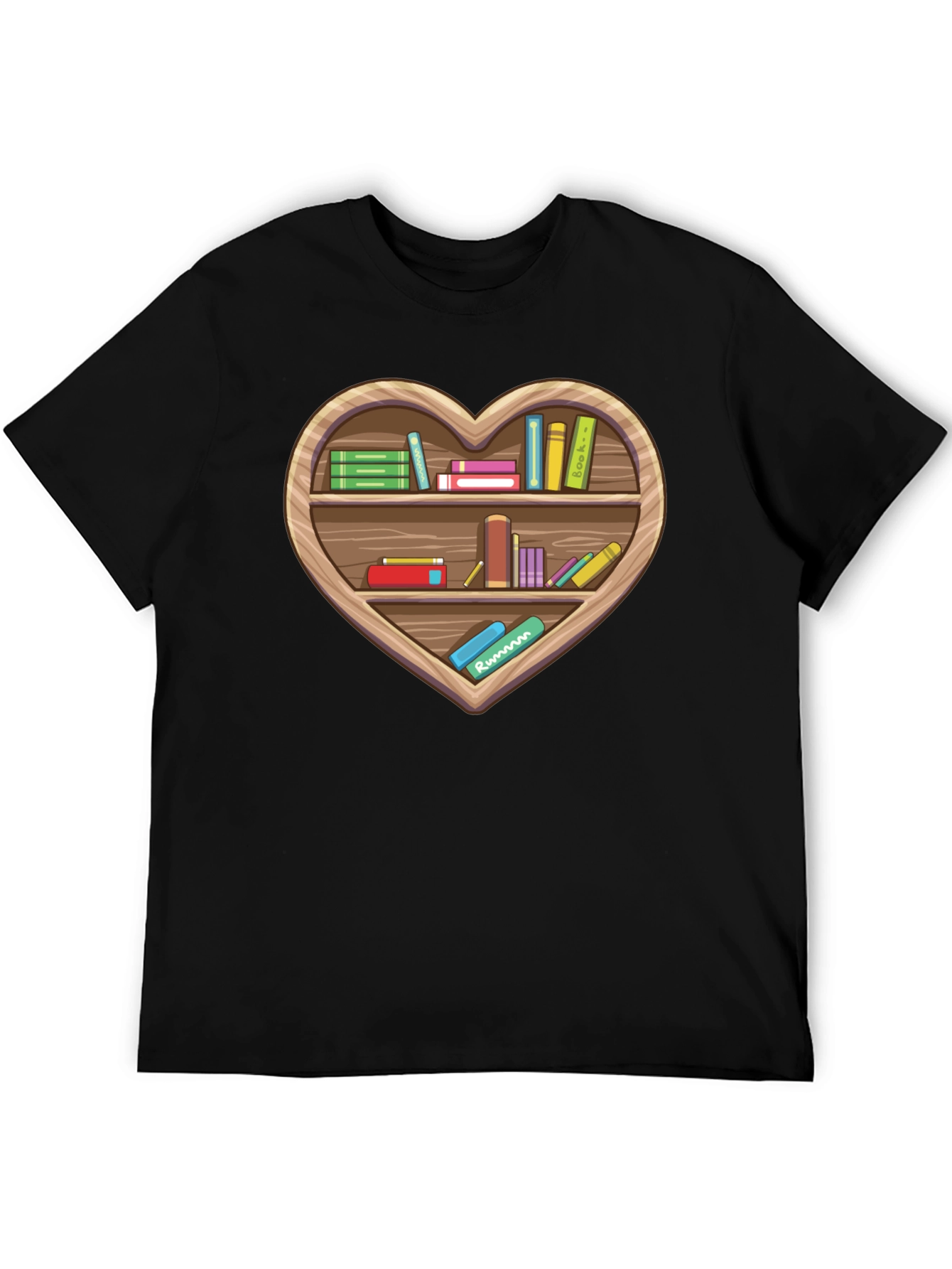 Book Lover Heart Bookshelf T-Shirt