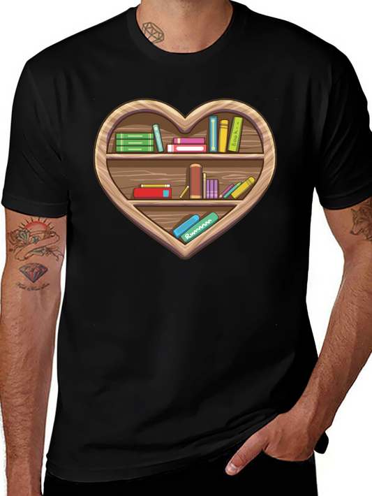 Book Lover Heart Bookshelf T-Shirt