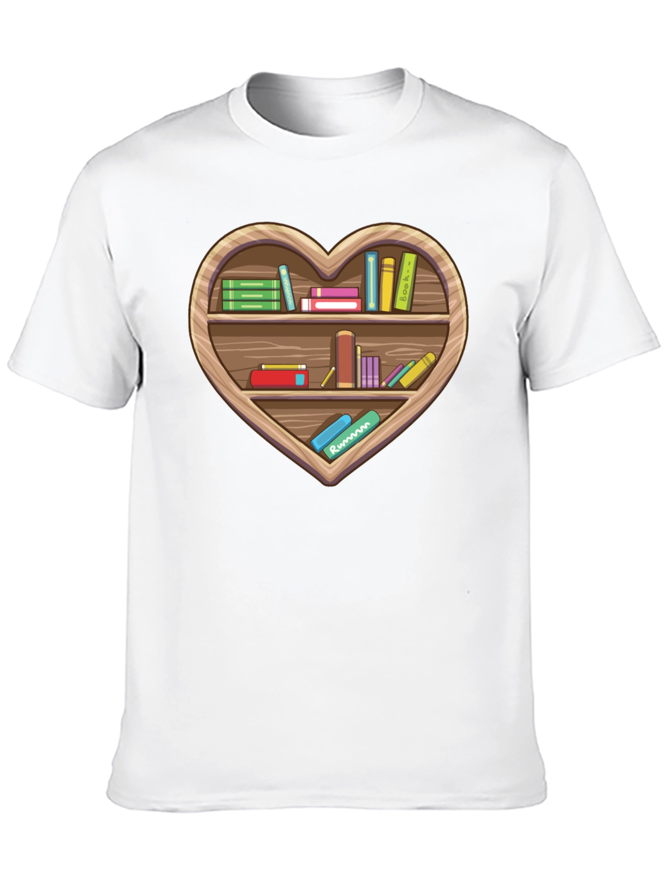 Book Lover Heart Bookshelf T-Shirt