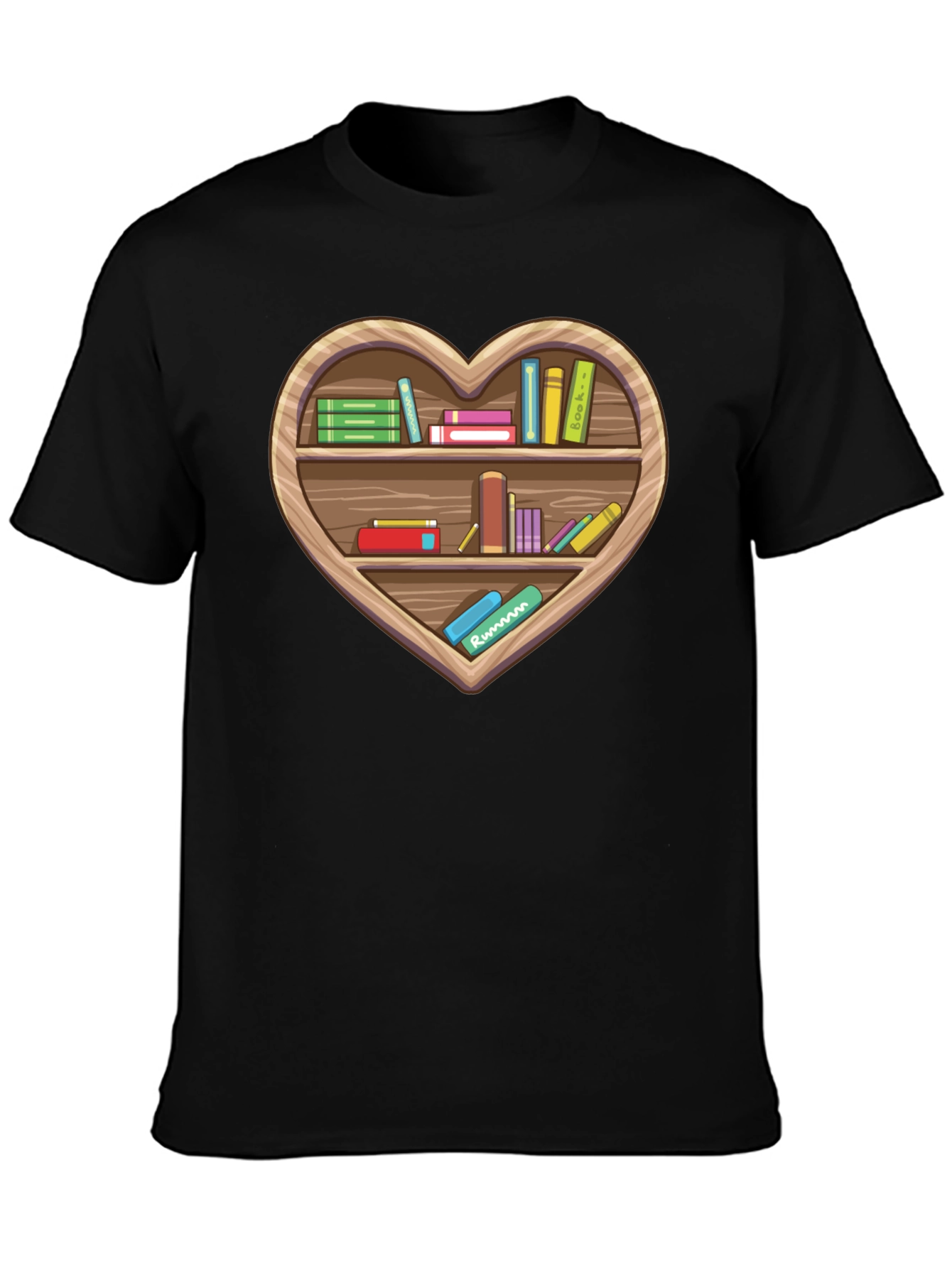 Book Lover Heart Bookshelf T-Shirt