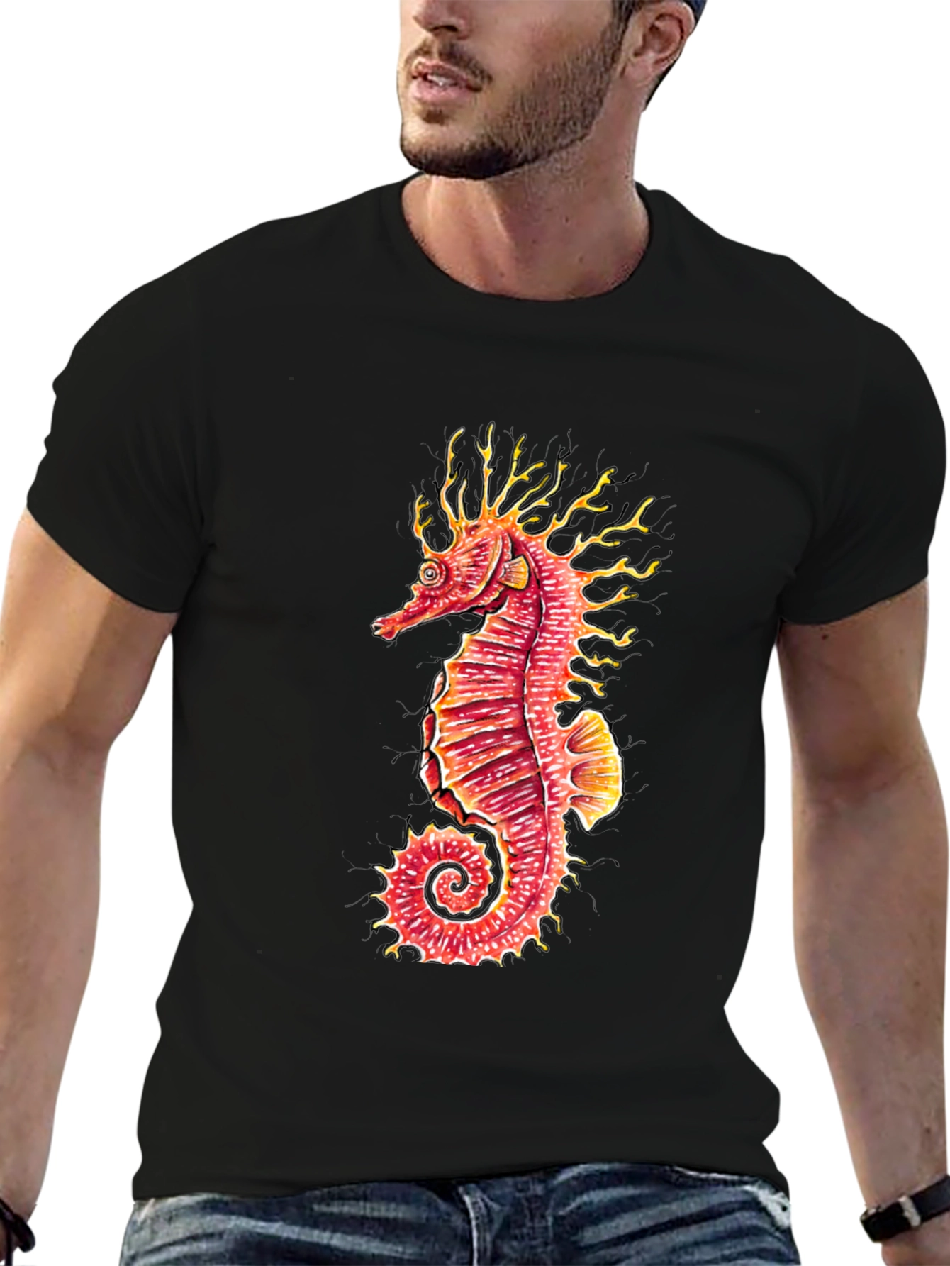 Seahorse Graphic Black T-Shirt