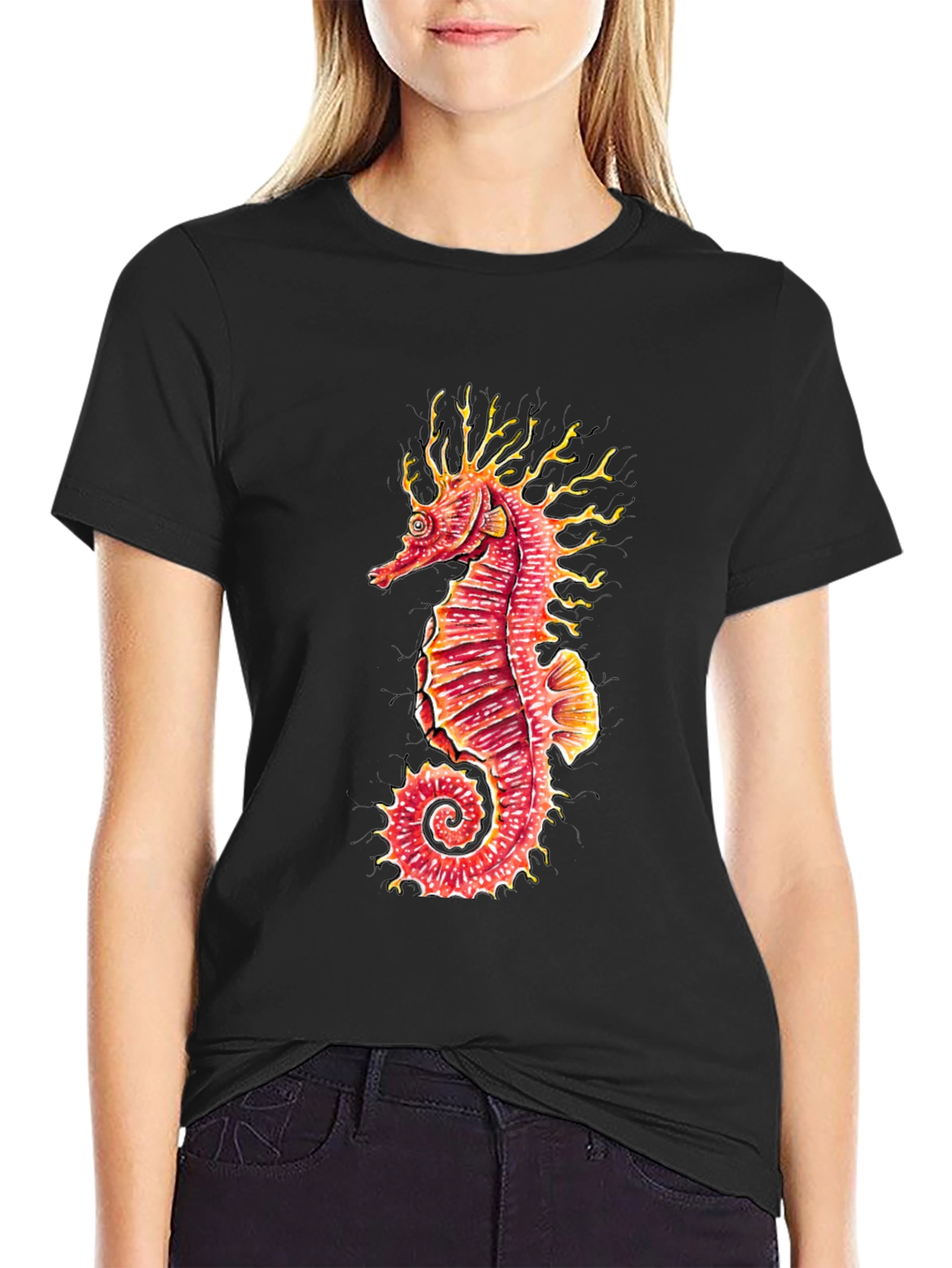Seahorse Graphic Black T-Shirt