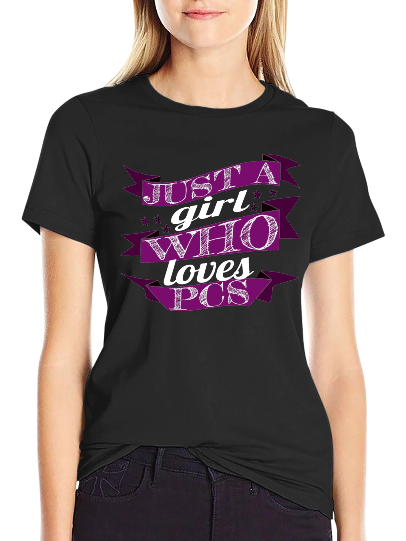 Just A Girl Who Loves PCs T-Shirt - Black