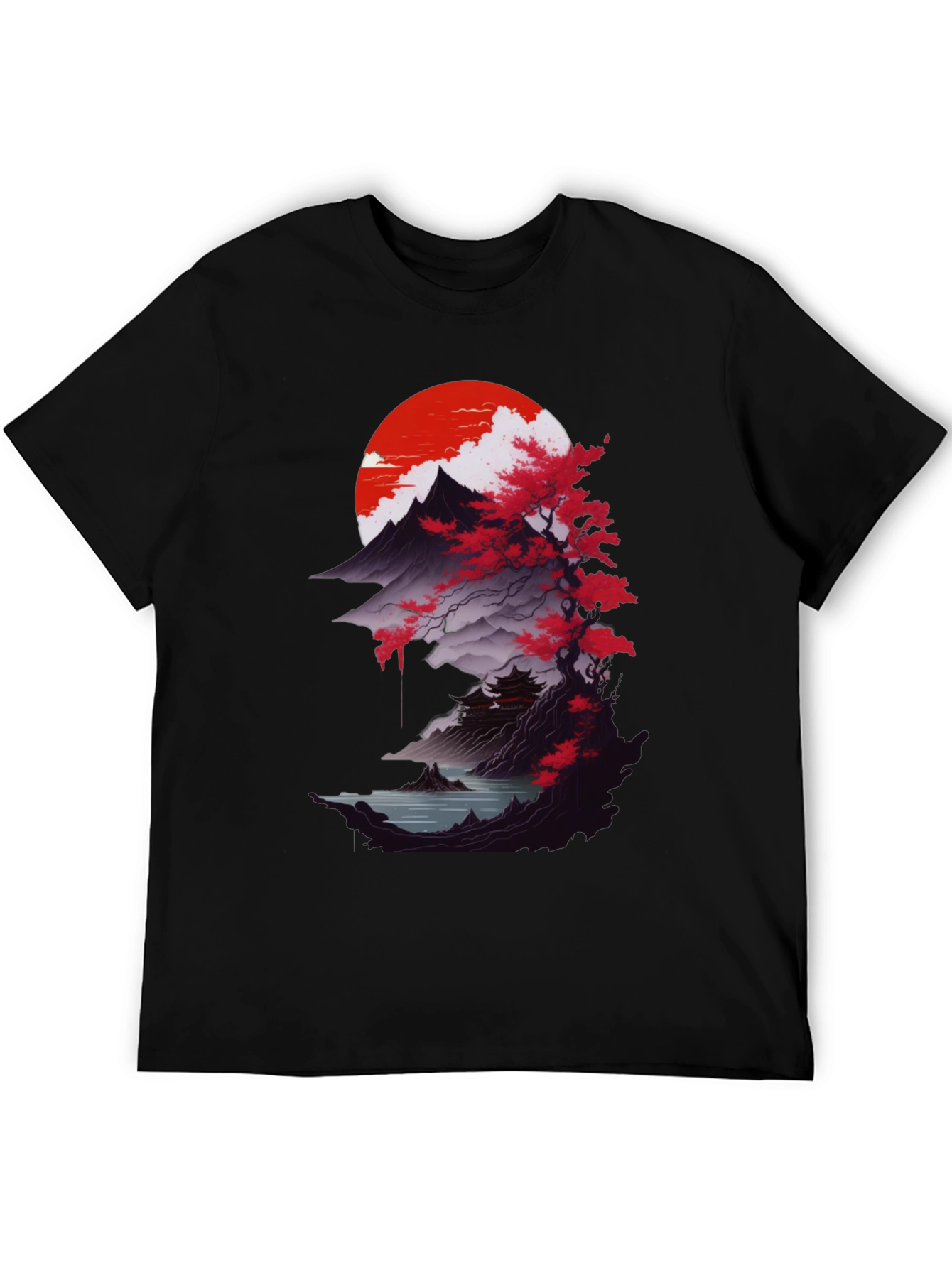 Japanese Sunset Graphic Tee - Black