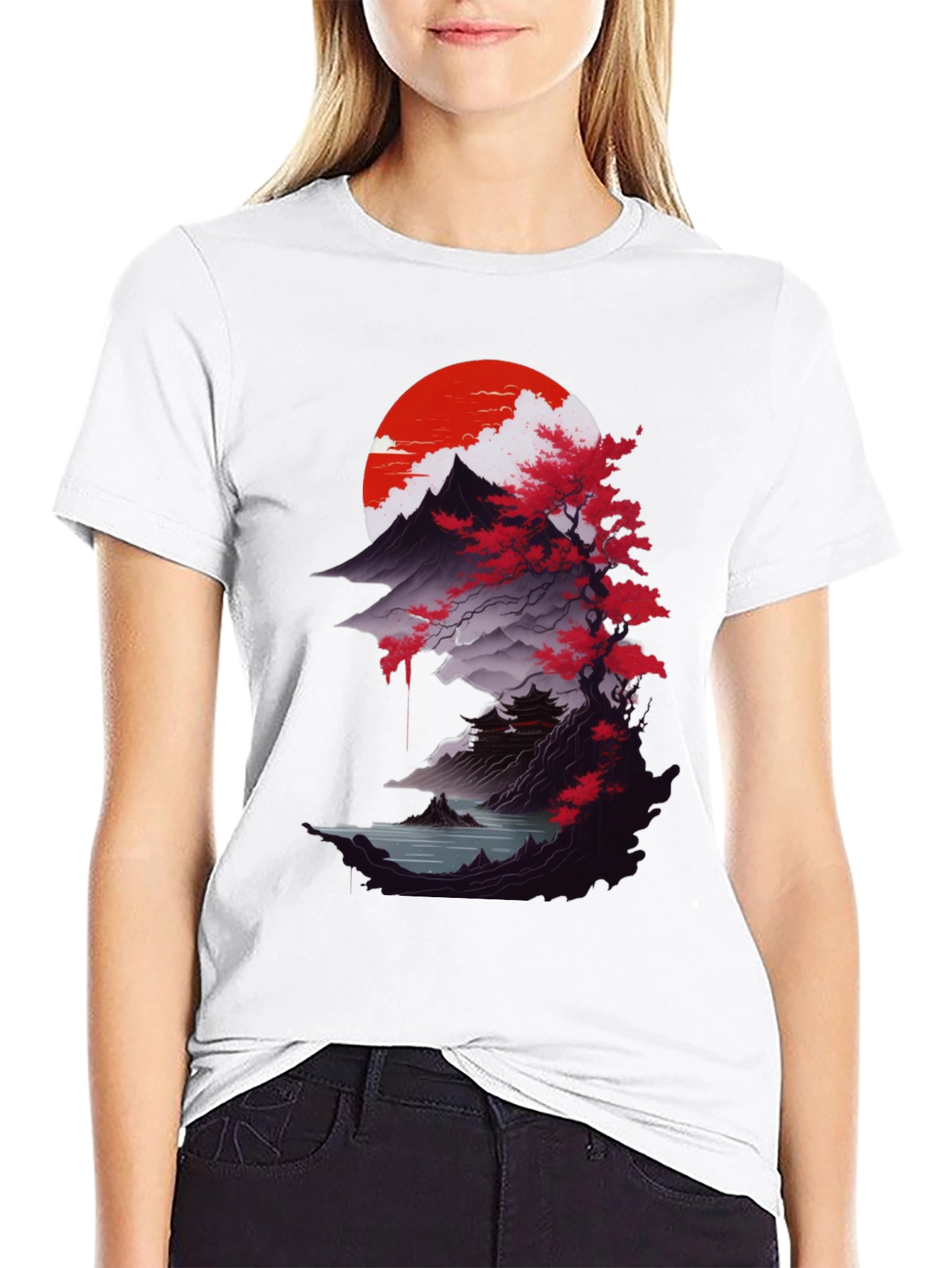 Japanese Sunset Graphic Tee - Black