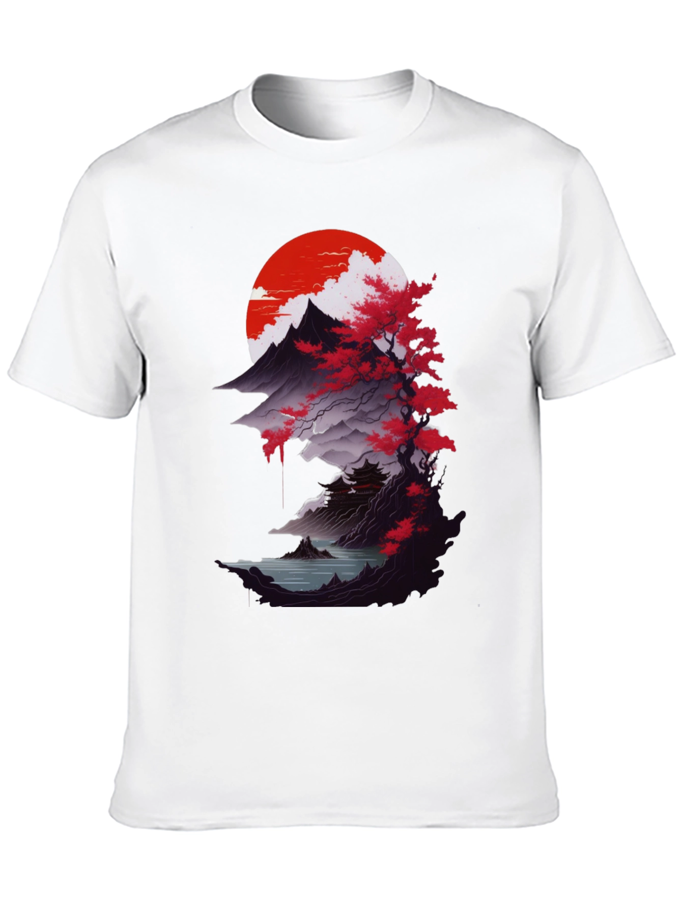 Japanese Sunset Graphic Tee - Black
