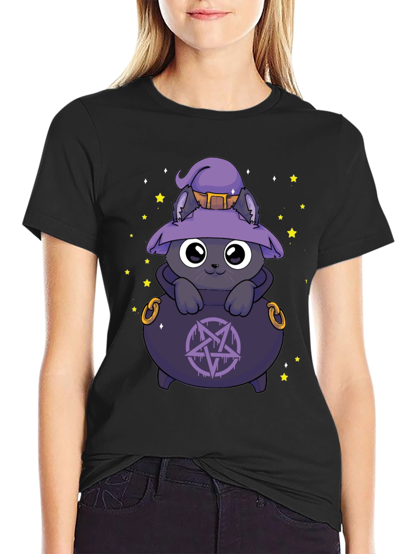 Witch Cat Cauldron T-Shirt