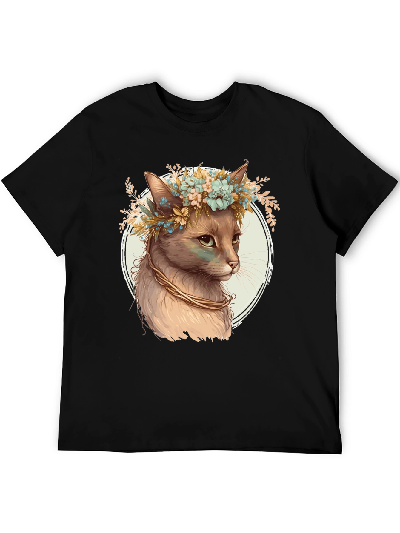 Cat with Flower Crown Graphic Tee