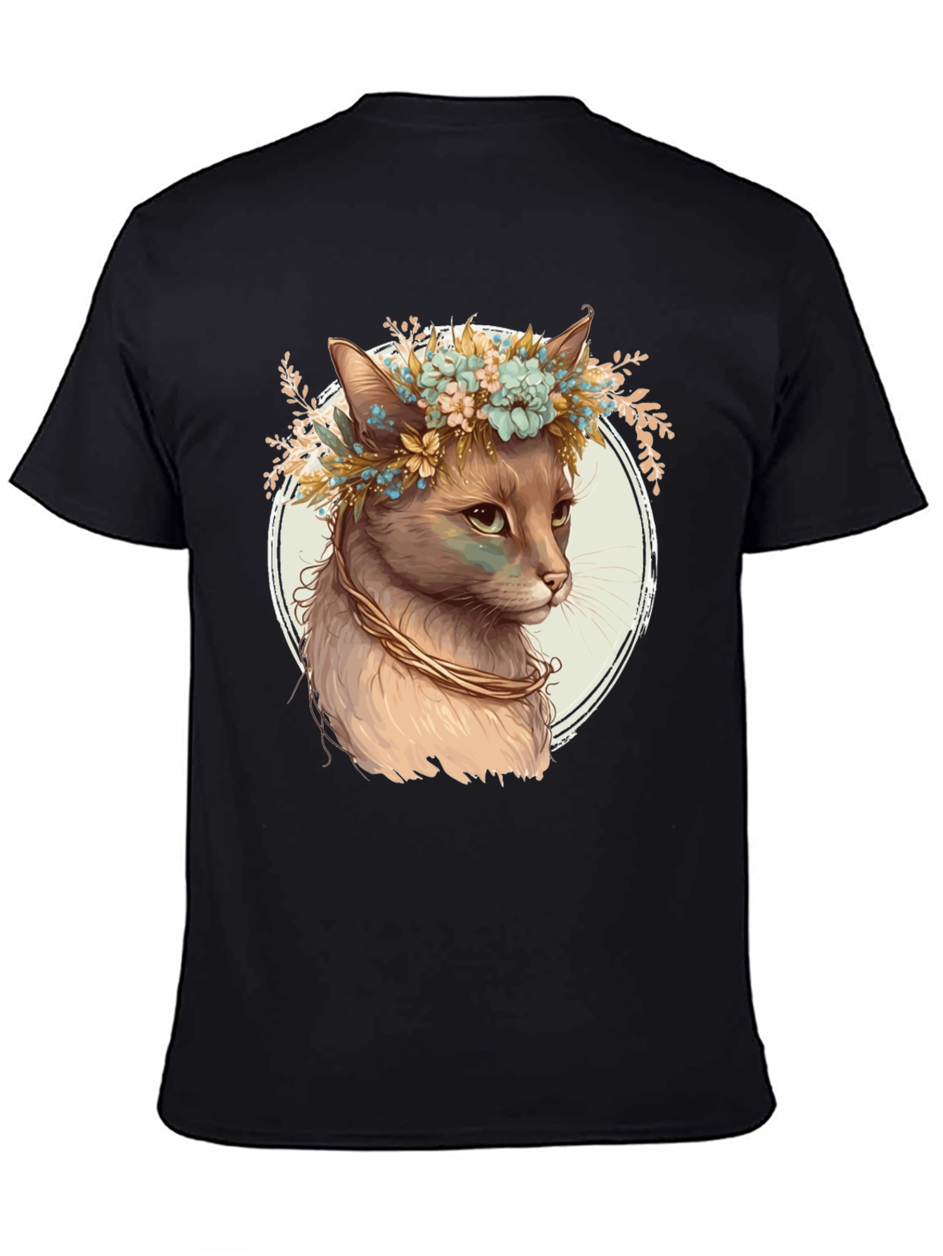 Cat with Flower Crown Graphic Tee