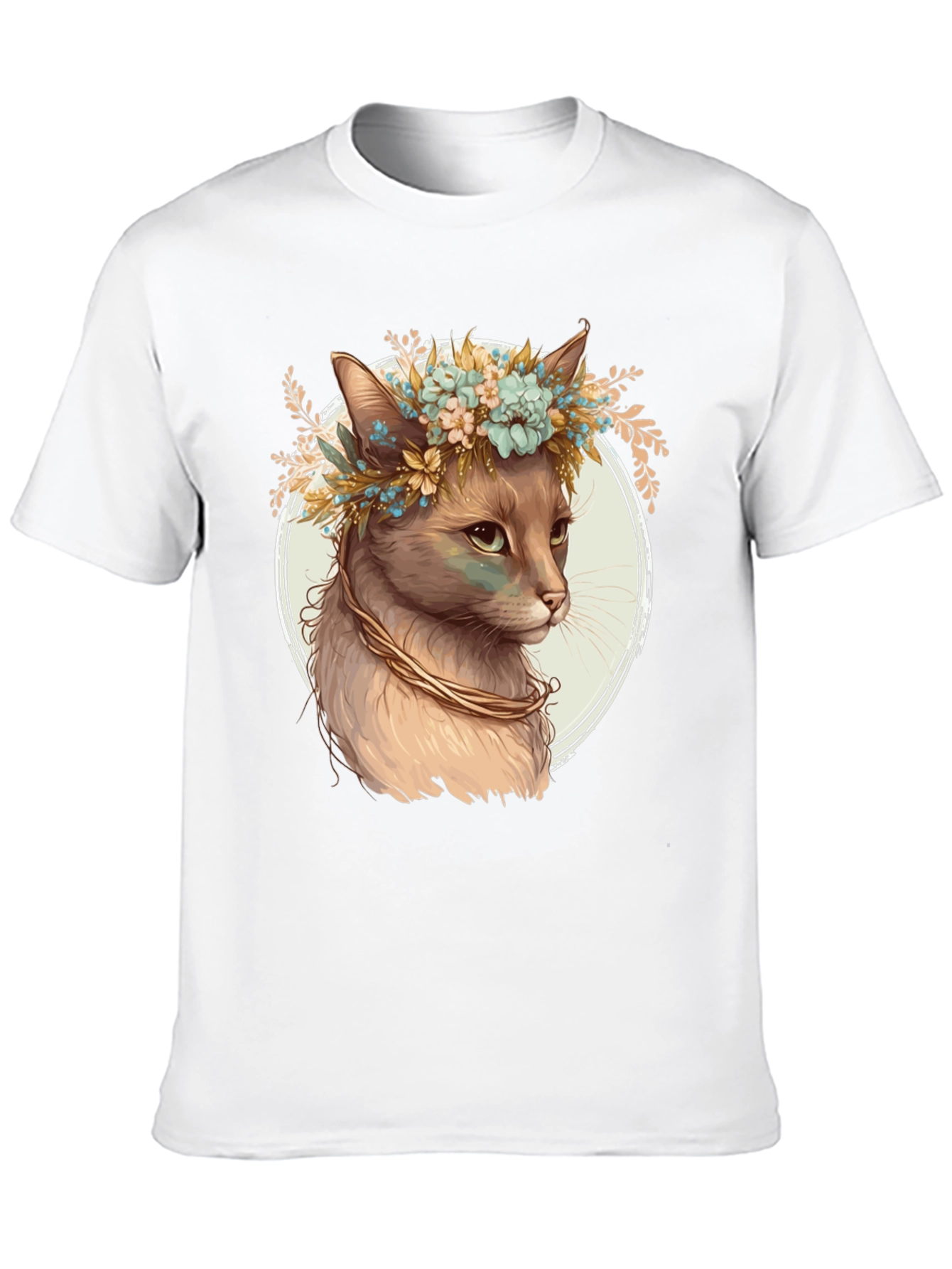 Cat with Flower Crown Graphic Tee