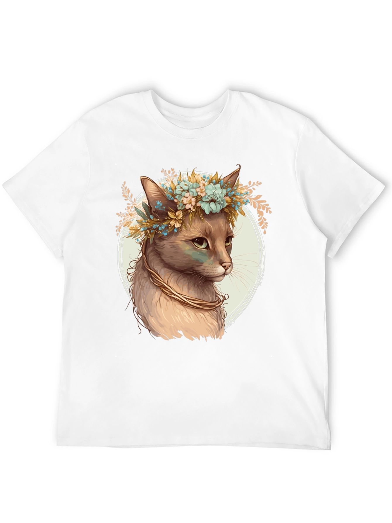 Cat with Flower Crown Graphic Tee