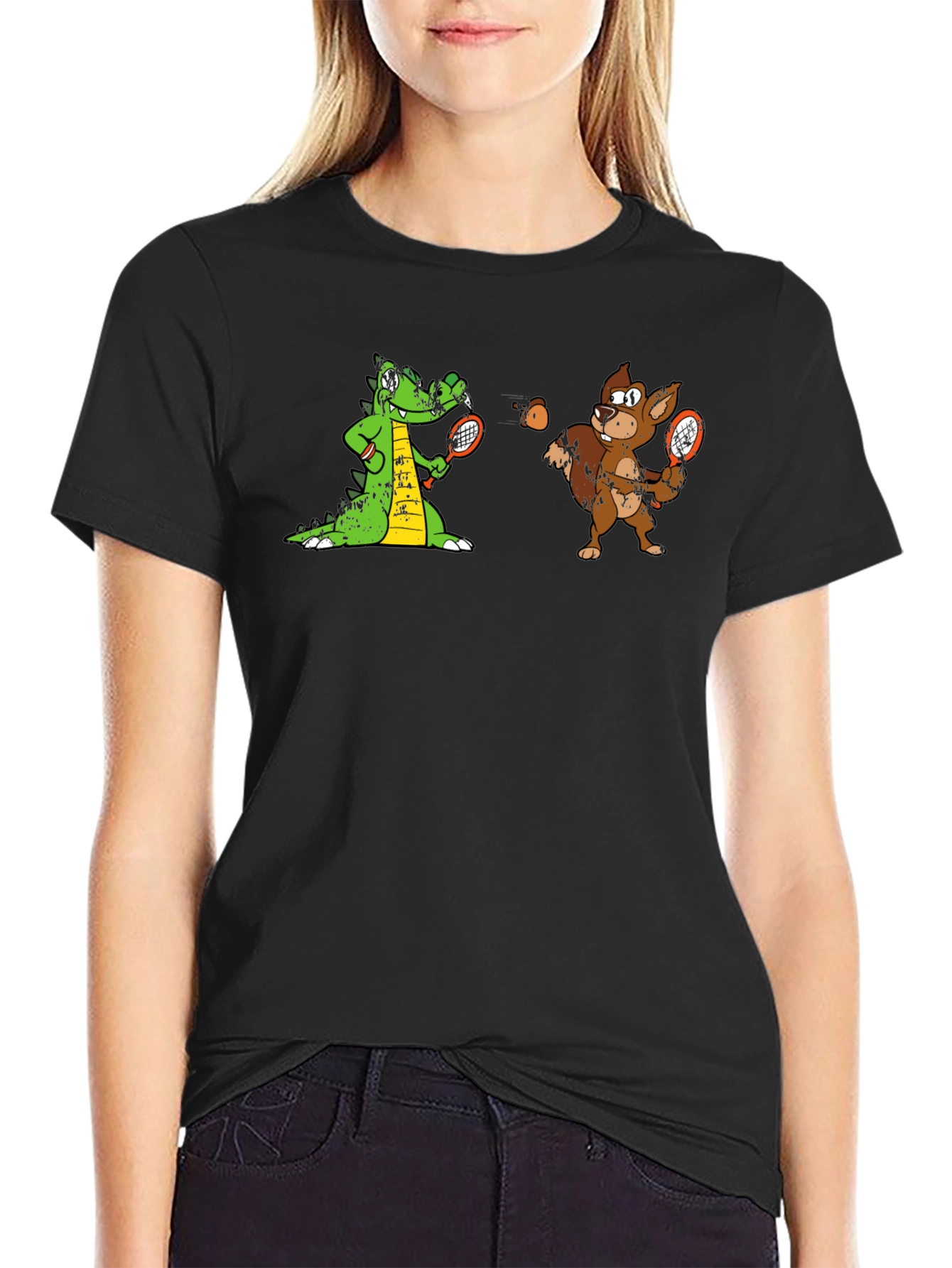 Tennis Crocodile vs Squirrel Graphic Tee