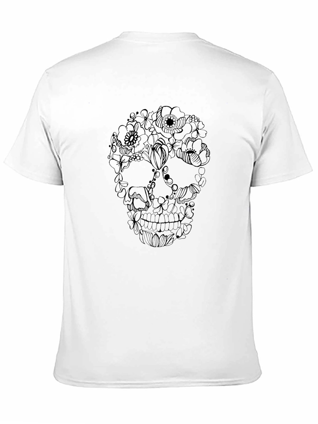 Floral Skull Graphic Black T-Shirt