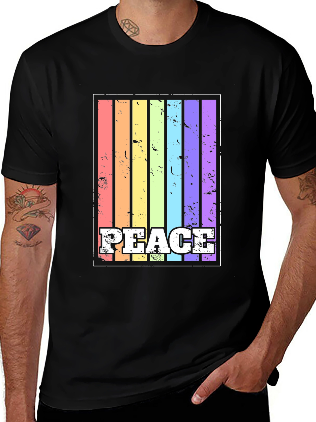 Peace Rainbow Pride T-Shirt - Unisex Black Tee