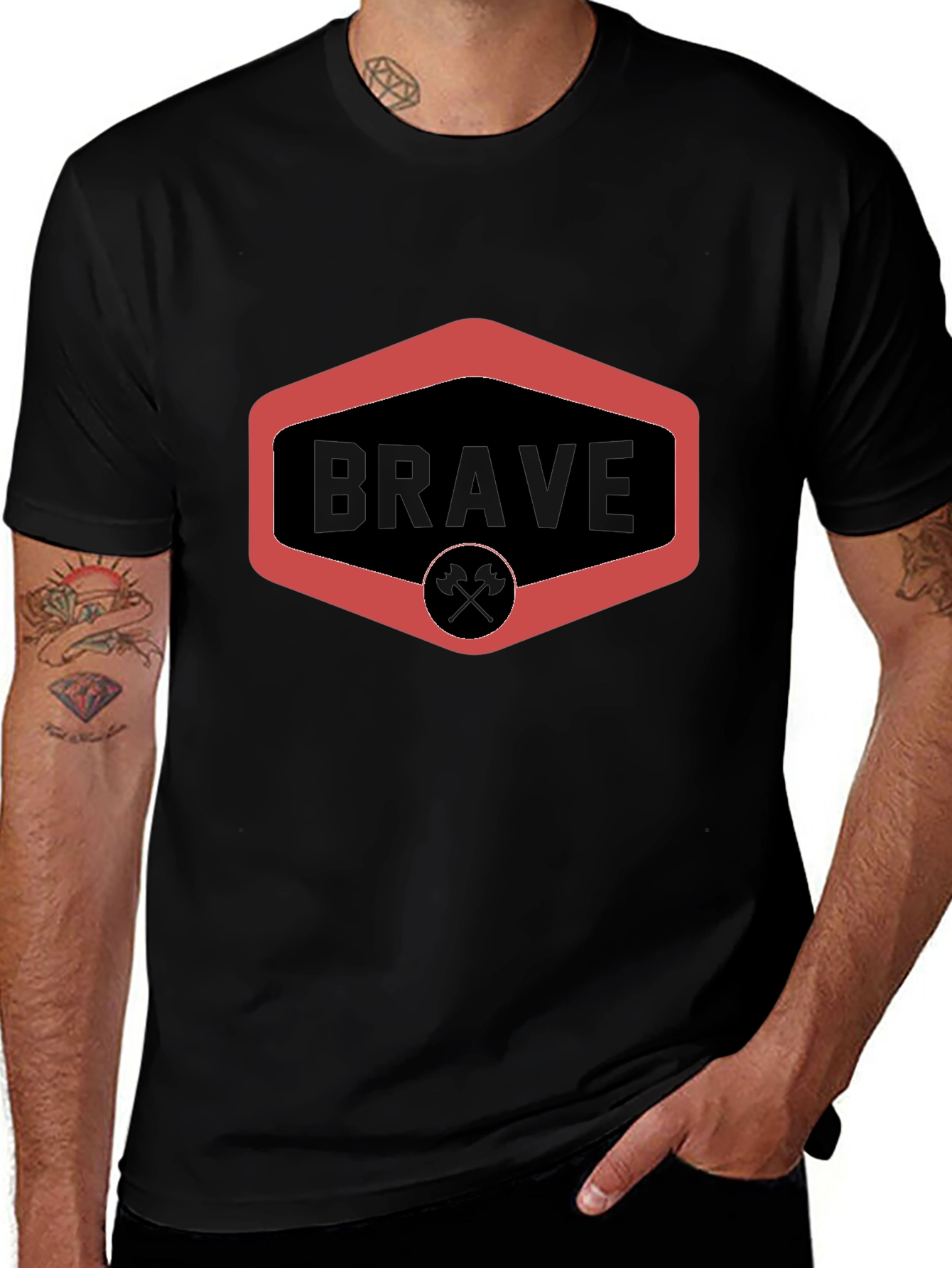 Brave Graphic Tee - Black Crew Neck