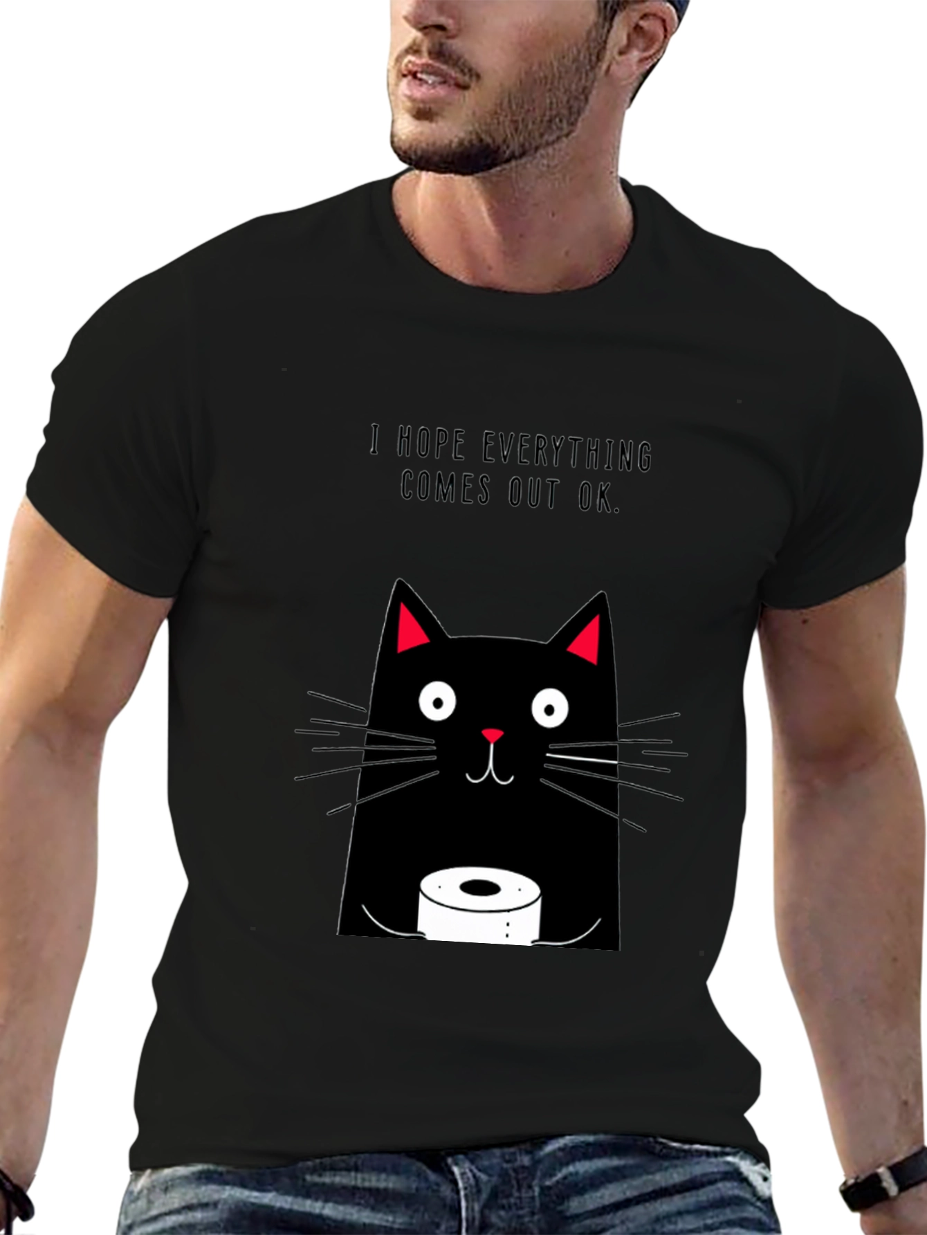 Funny Cat Toilet Paper Graphic Tee