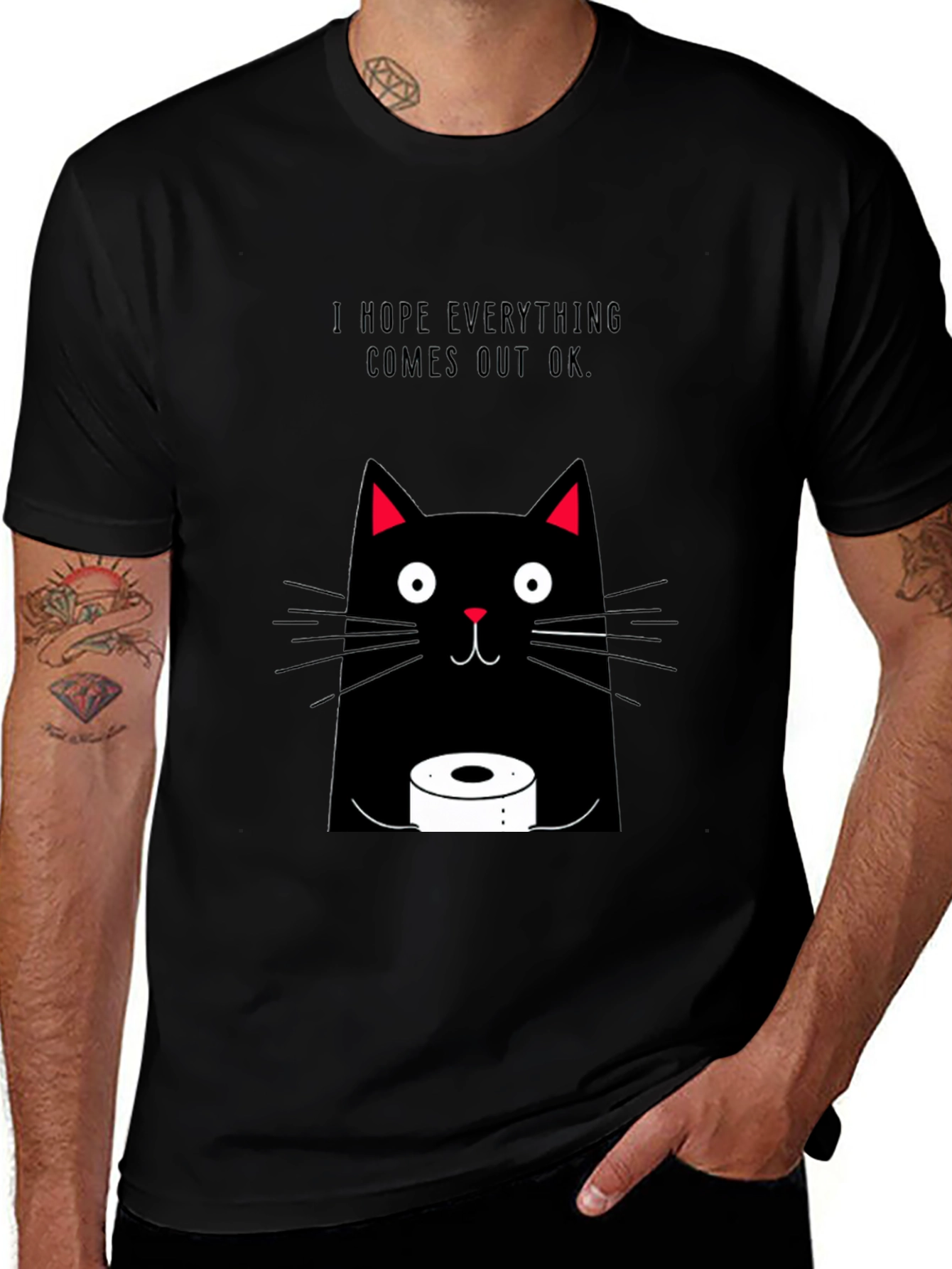 Funny Cat Toilet Paper Graphic Tee