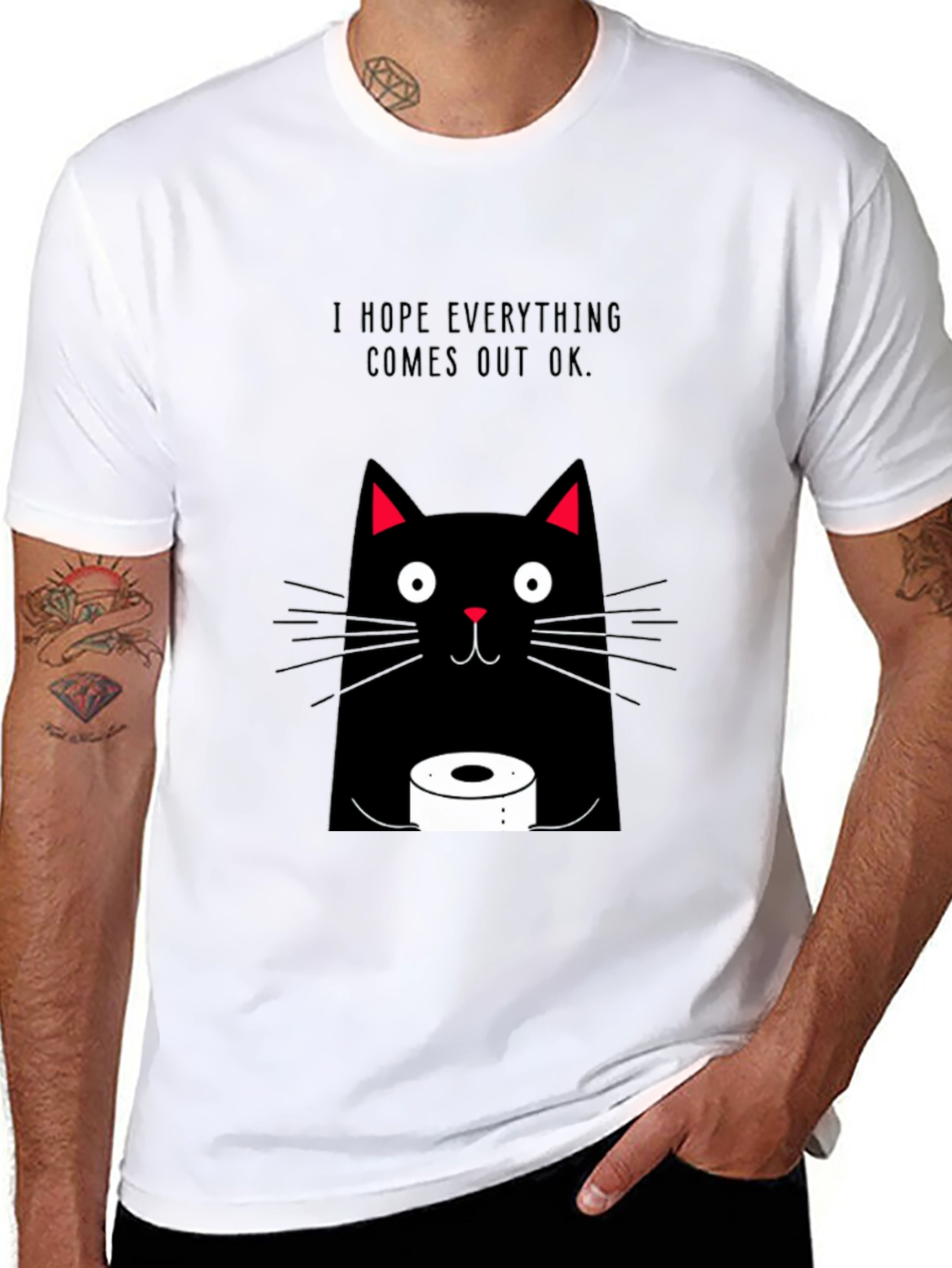 Funny Cat Toilet Paper Graphic Tee