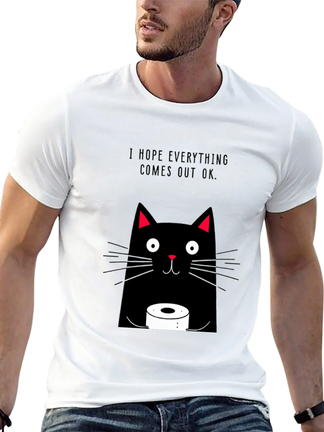 Funny Cat Toilet Paper Graphic Tee