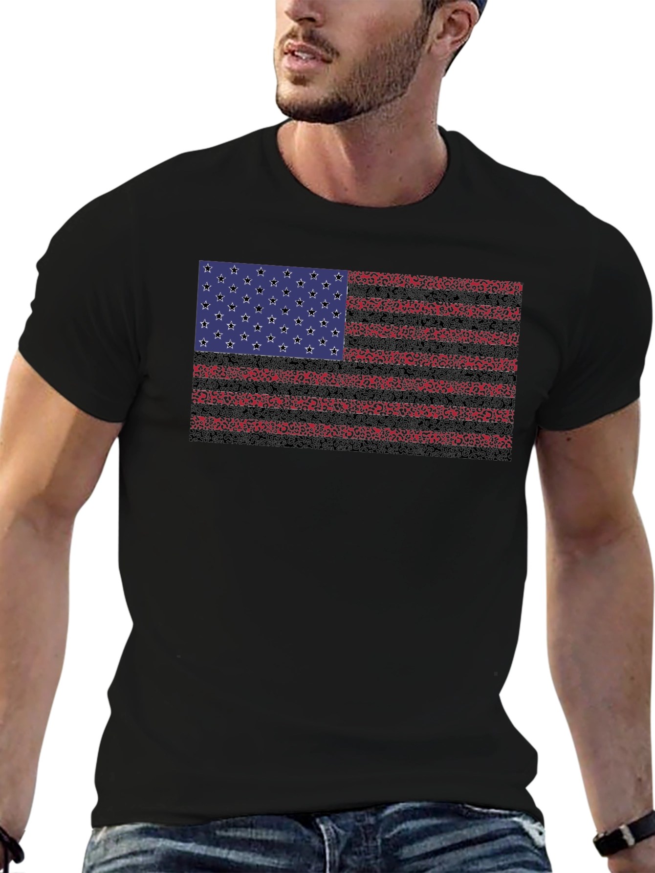 American Flag Graphic Black T-Shirt