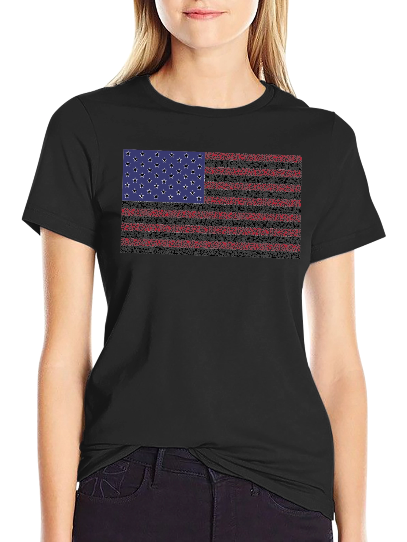 American Flag Graphic Black T-Shirt