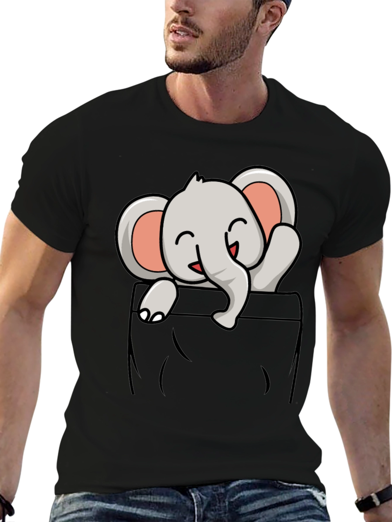 Cute Elephant Pocket T-Shirt