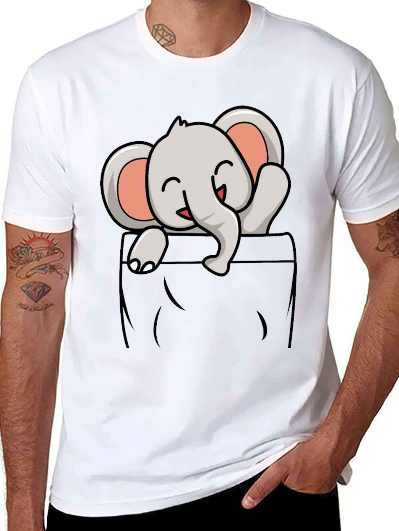 Cute Elephant Pocket T-Shirt