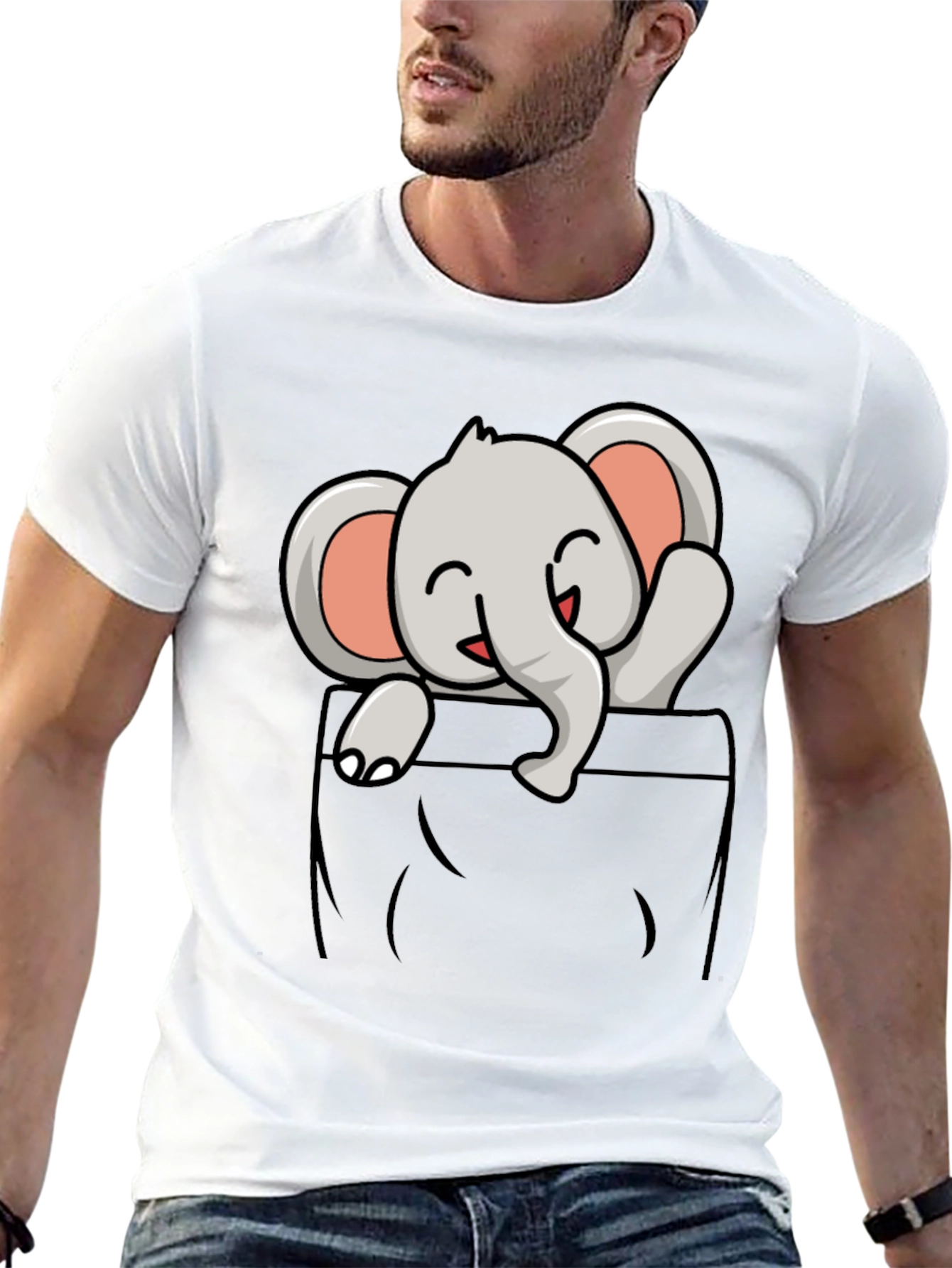 Cute Elephant Pocket T-Shirt