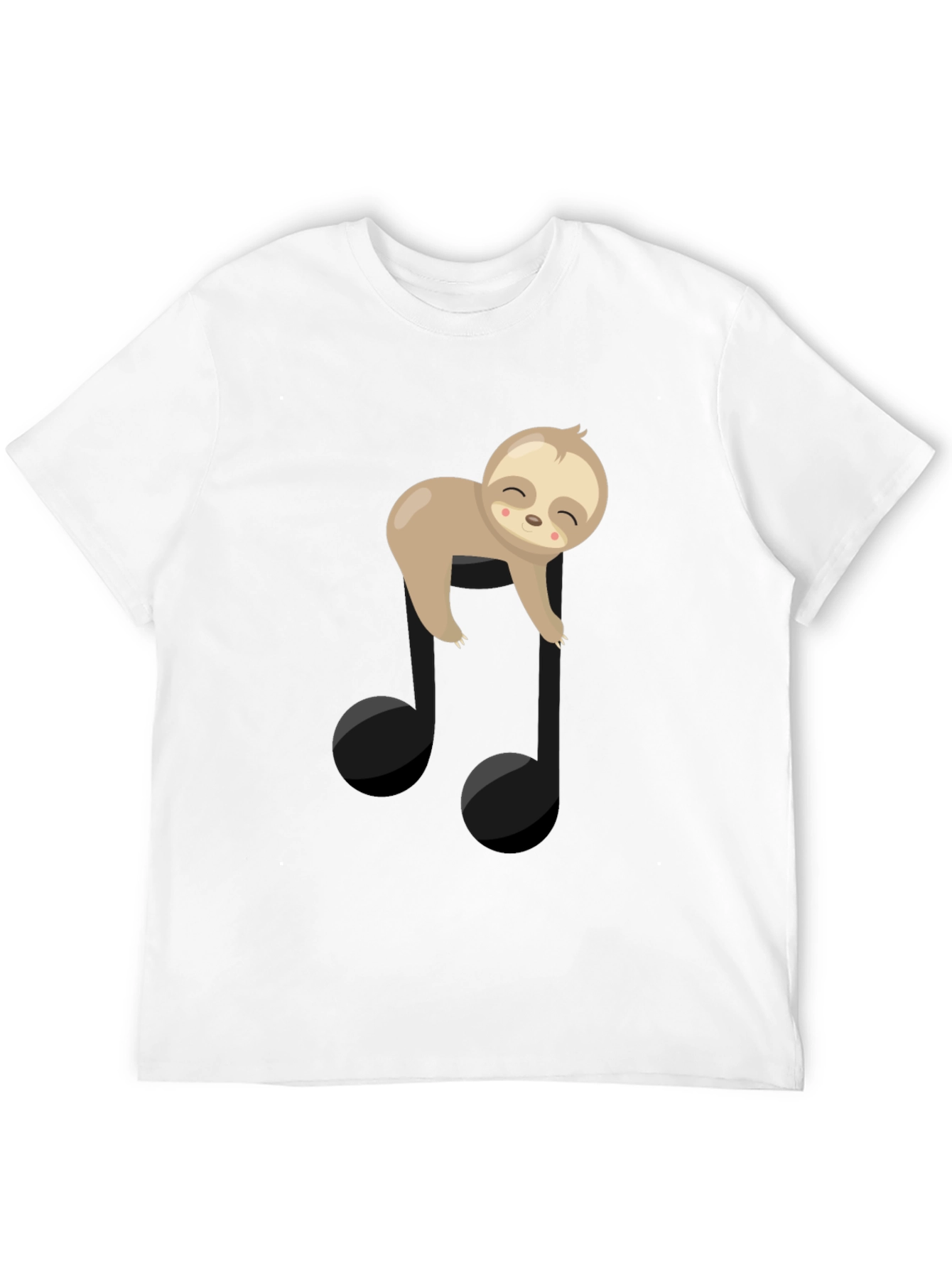 Sloth Music Note Graphic Tee - Black Cotton T-Shirt