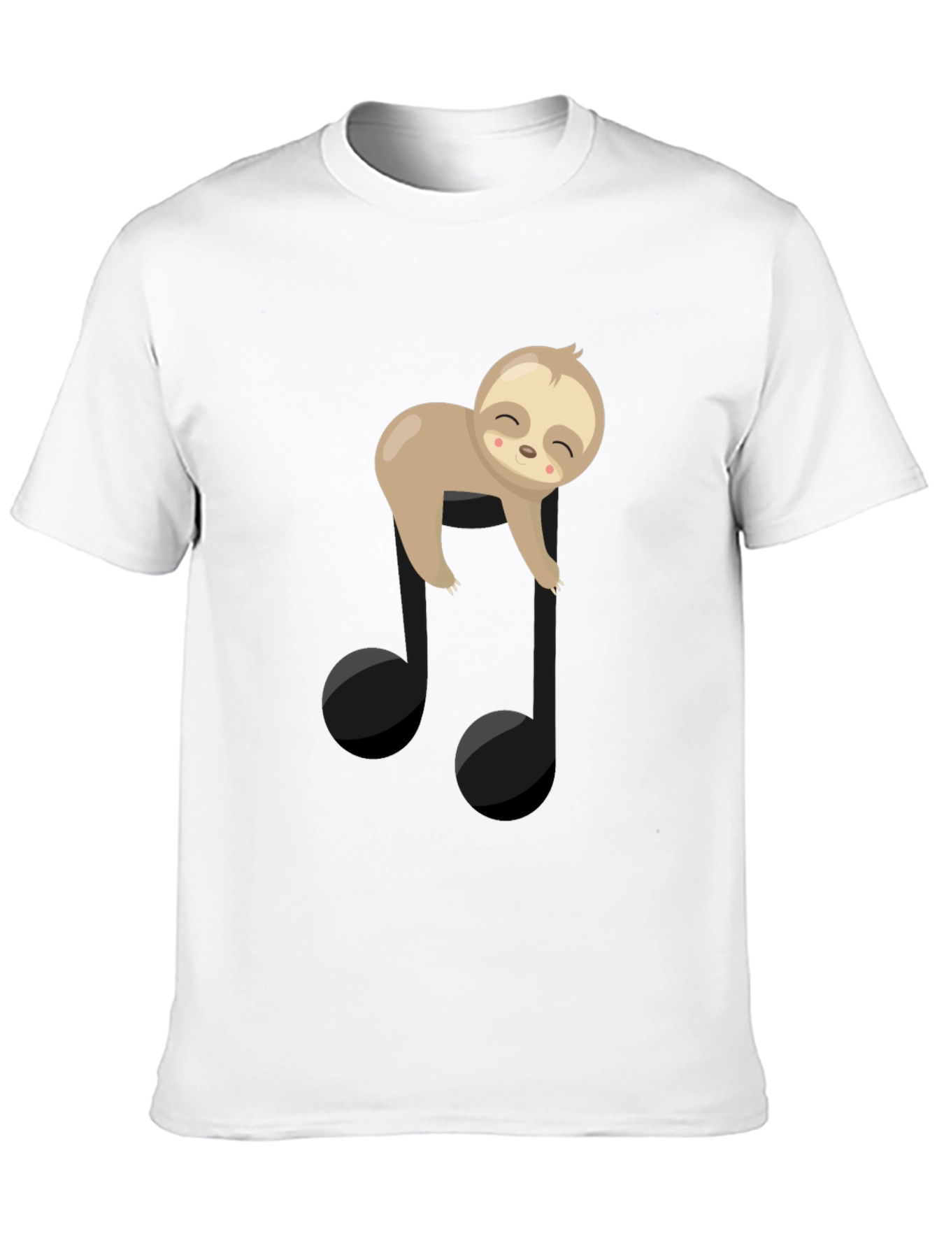 Sloth Music Note Graphic Tee - Black Cotton T-Shirt