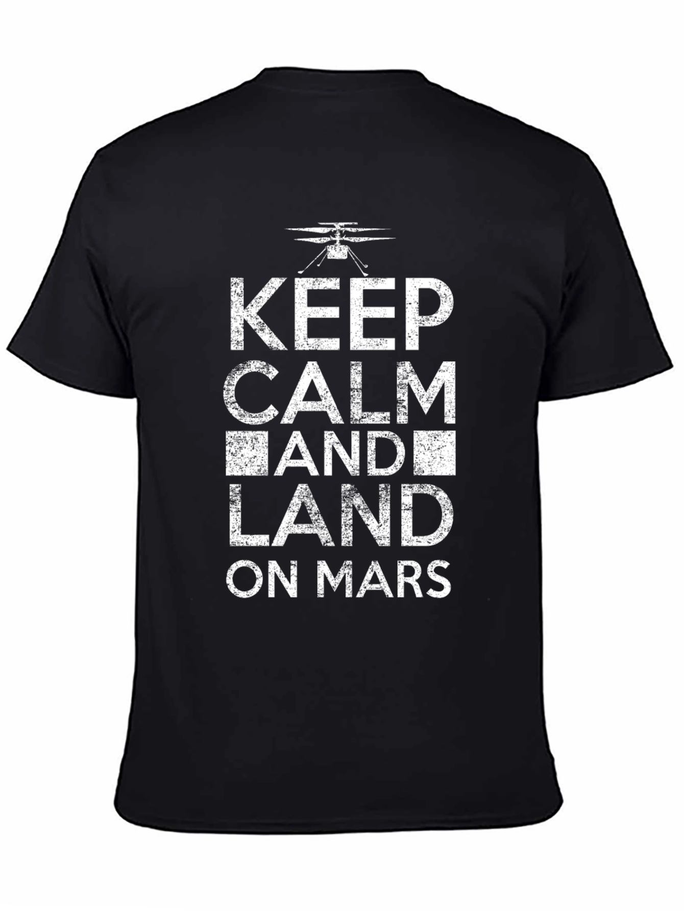 Keep Calm Land on Mars Black T-Shirt