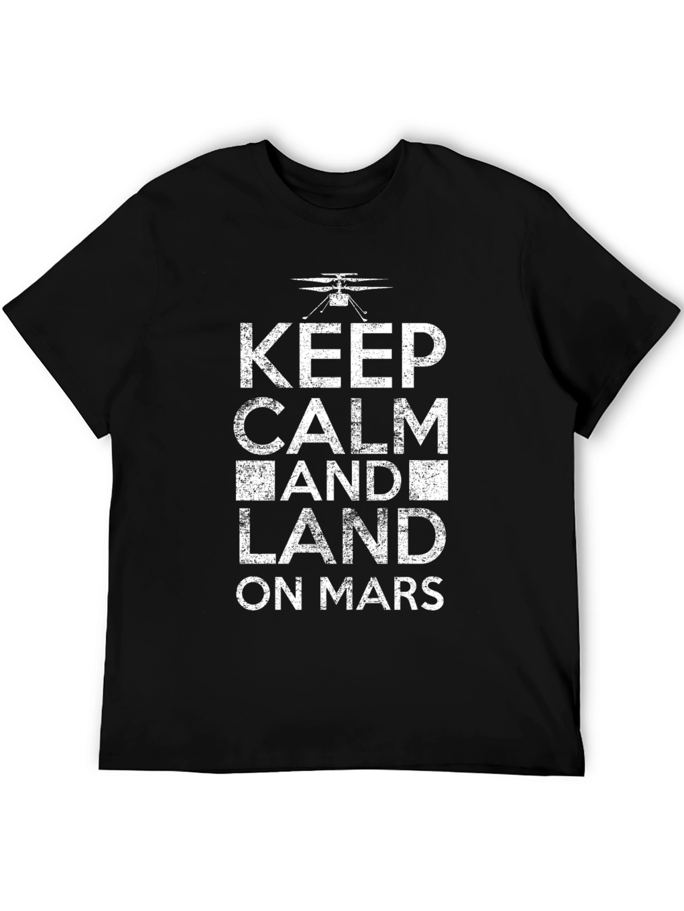 Keep Calm Land on Mars Black T-Shirt