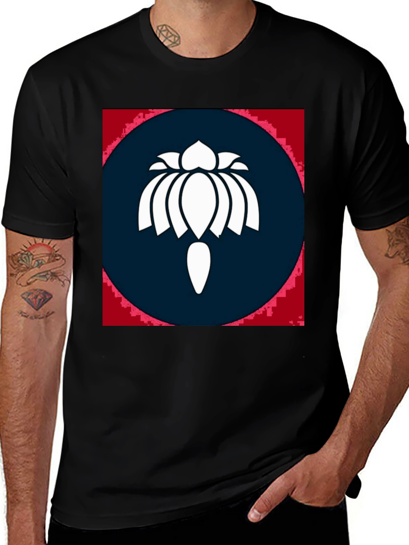 Lotus Symbol Black T-Shirt