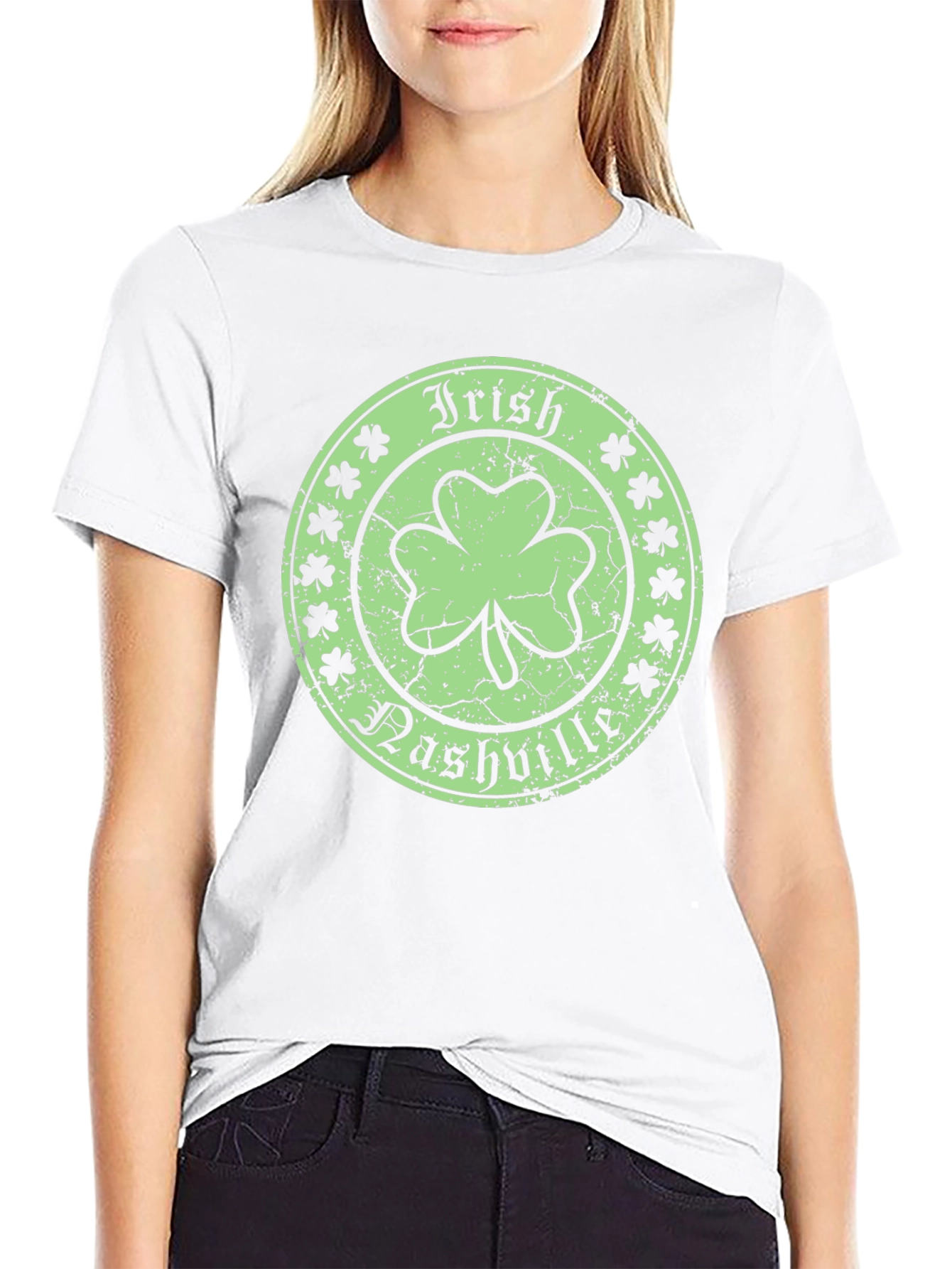 Irish Nashville Shamrock Black Graphic T-Shirt