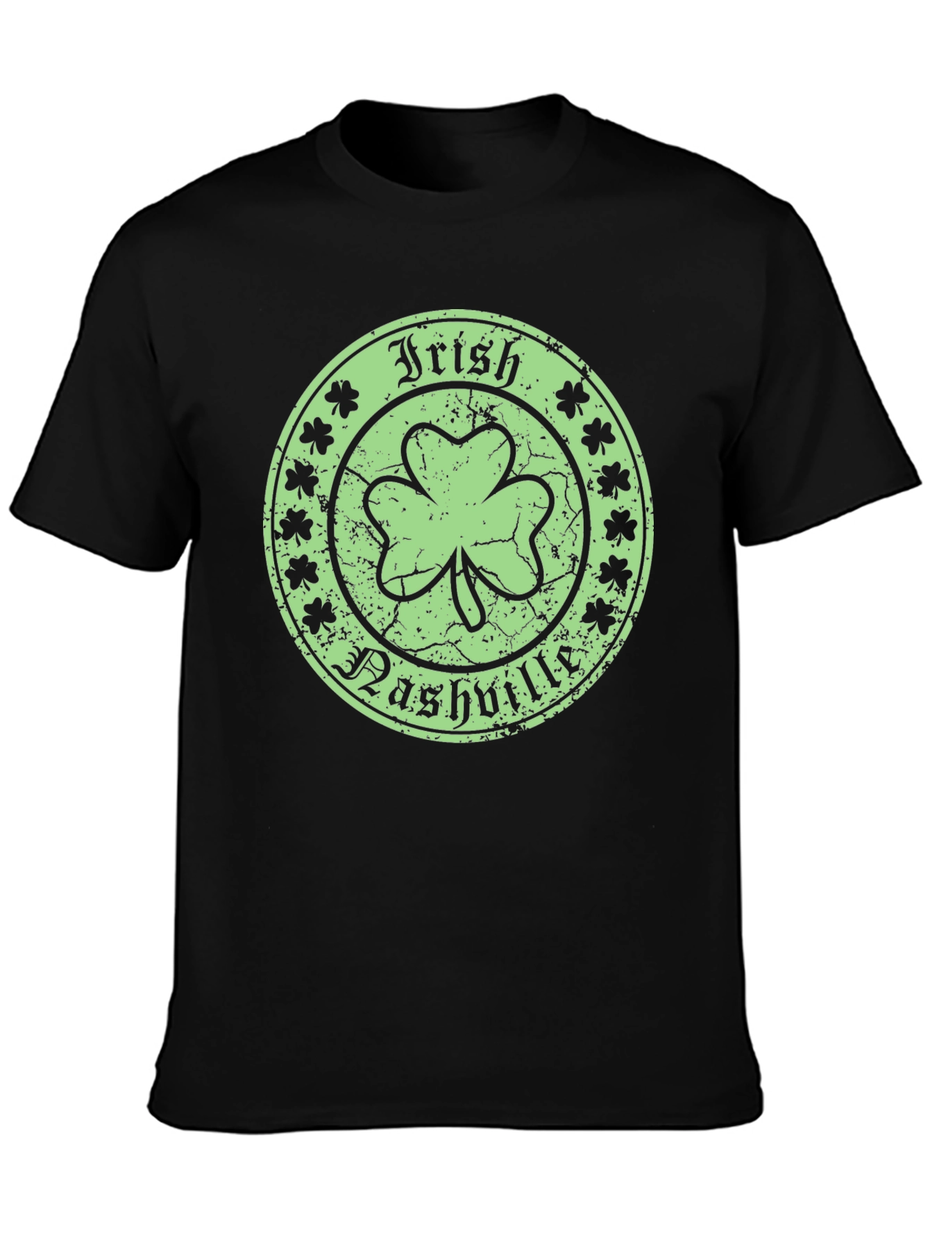 Irish Nashville Shamrock Black Graphic T-Shirt