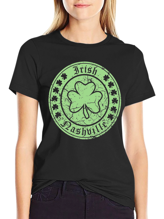 Irish Nashville Shamrock Black Graphic T-Shirt