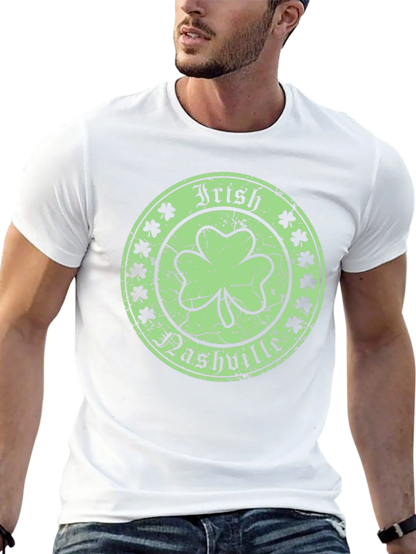 Irish Nashville Shamrock Black Graphic T-Shirt