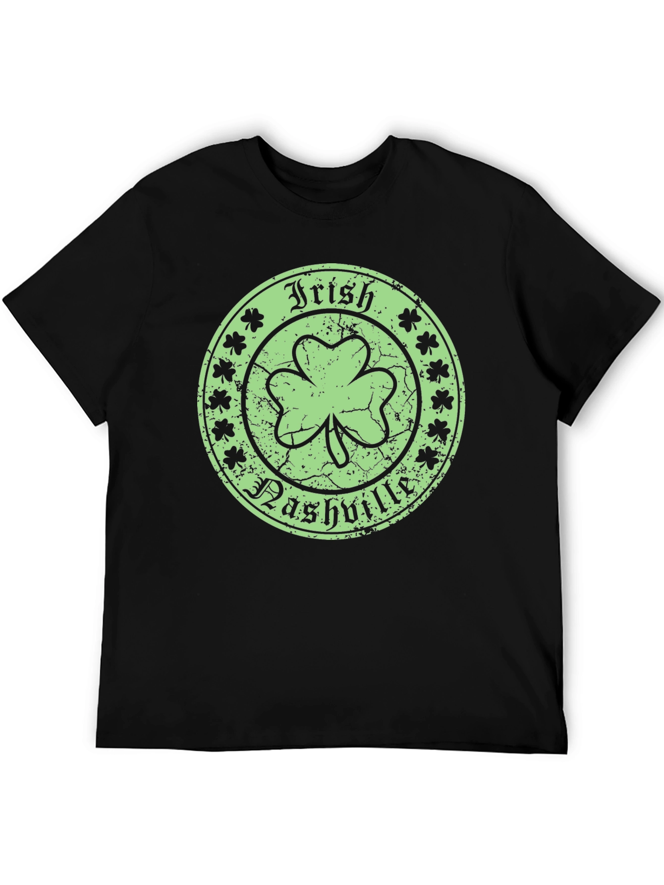 Irish Nashville Shamrock Black Graphic T-Shirt