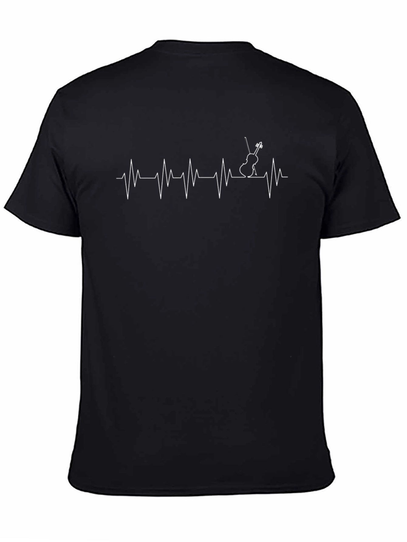 Violin Heartbeat Graphic T-Shirt - Black