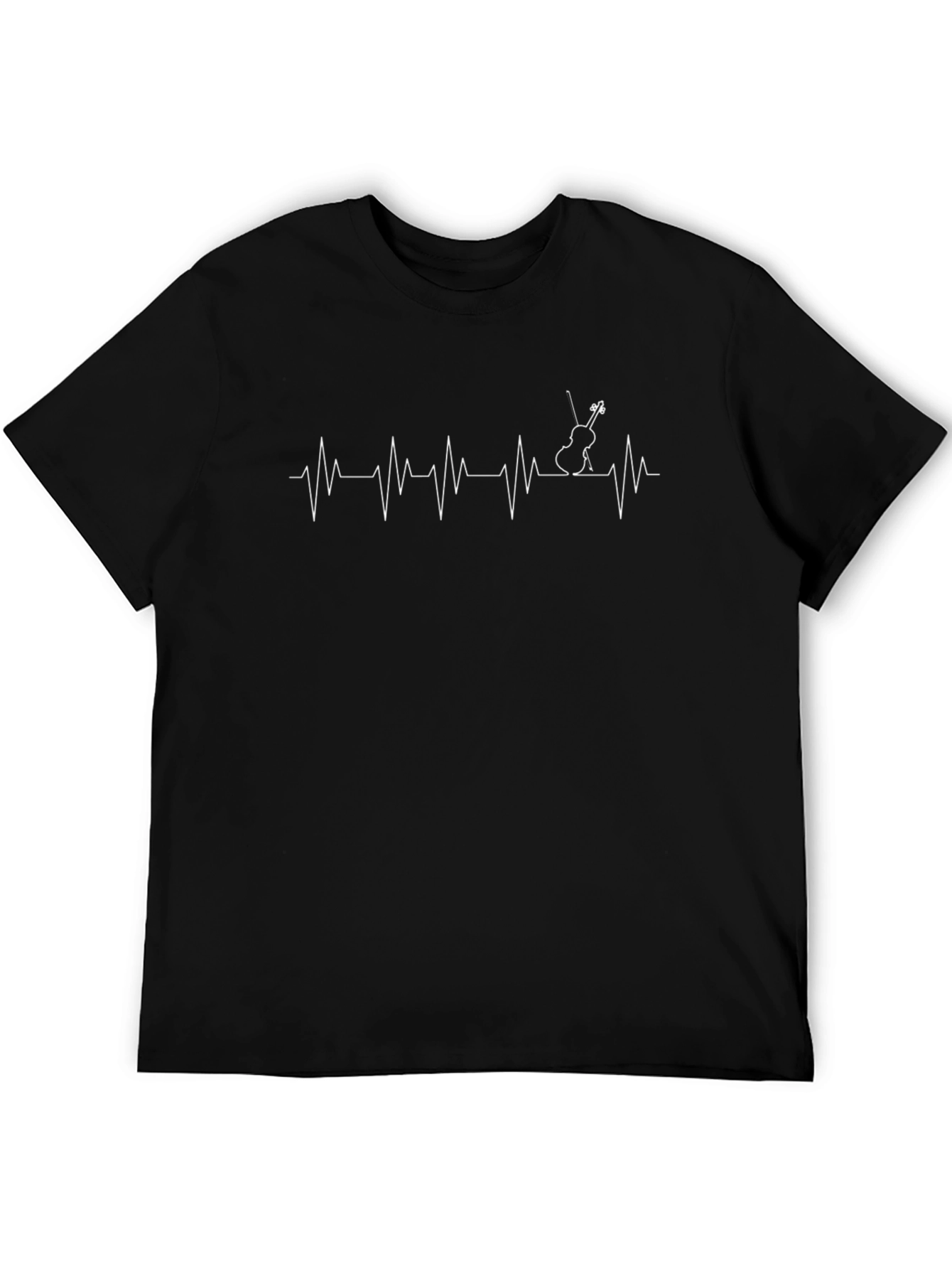 Violin Heartbeat Graphic T-Shirt - Black
