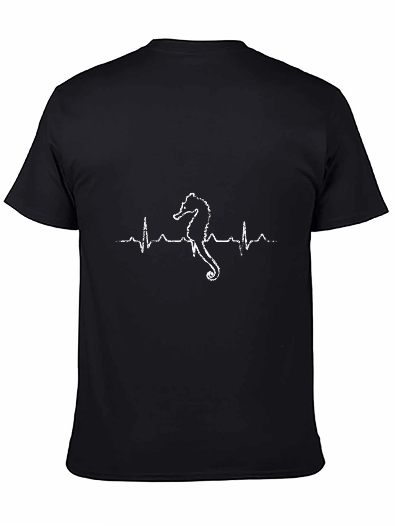Seahorse Heartbeat Graphic Tee - Black