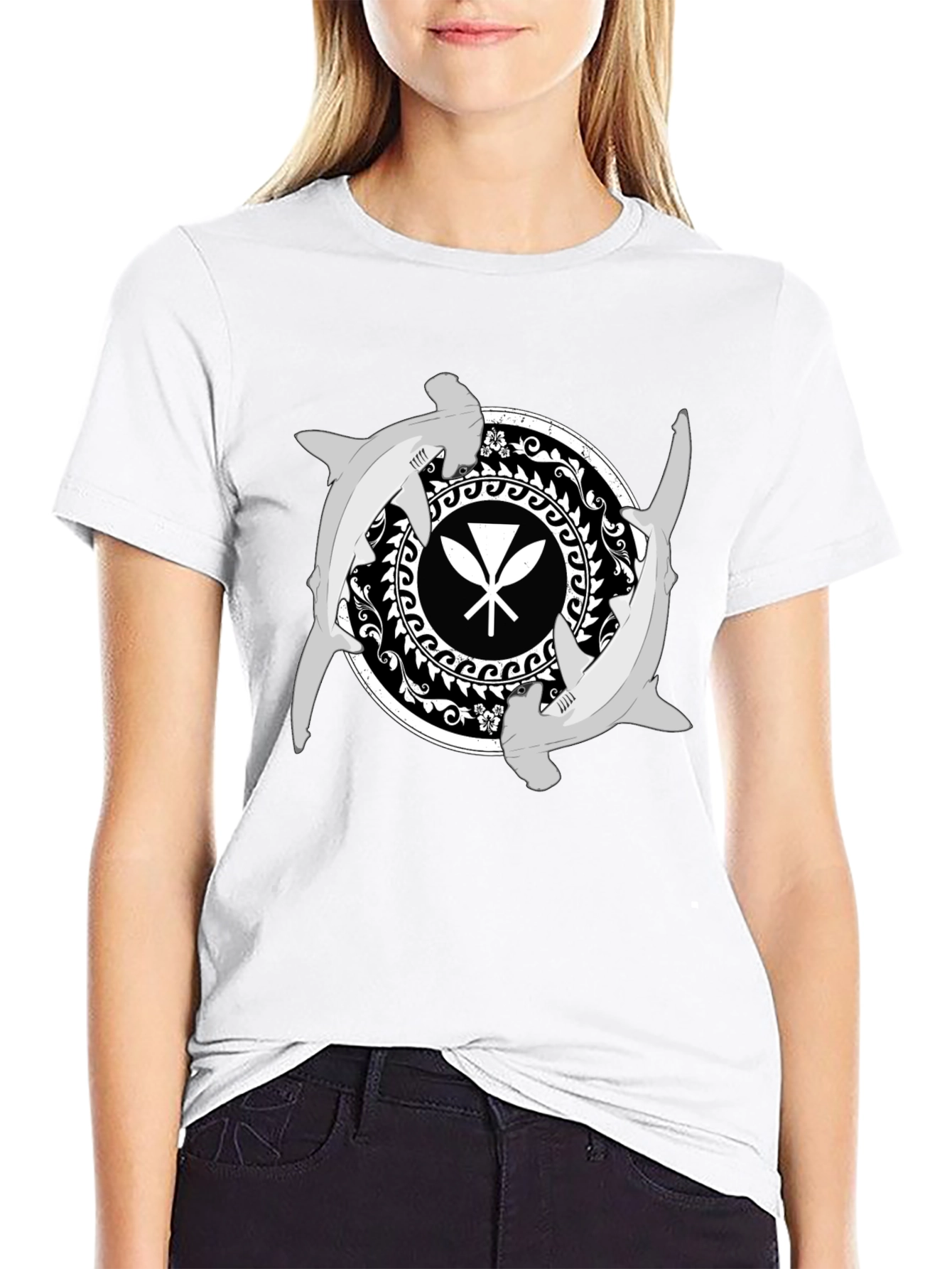 Hammerhead Shark Hawaiian Paddles T-Shirt