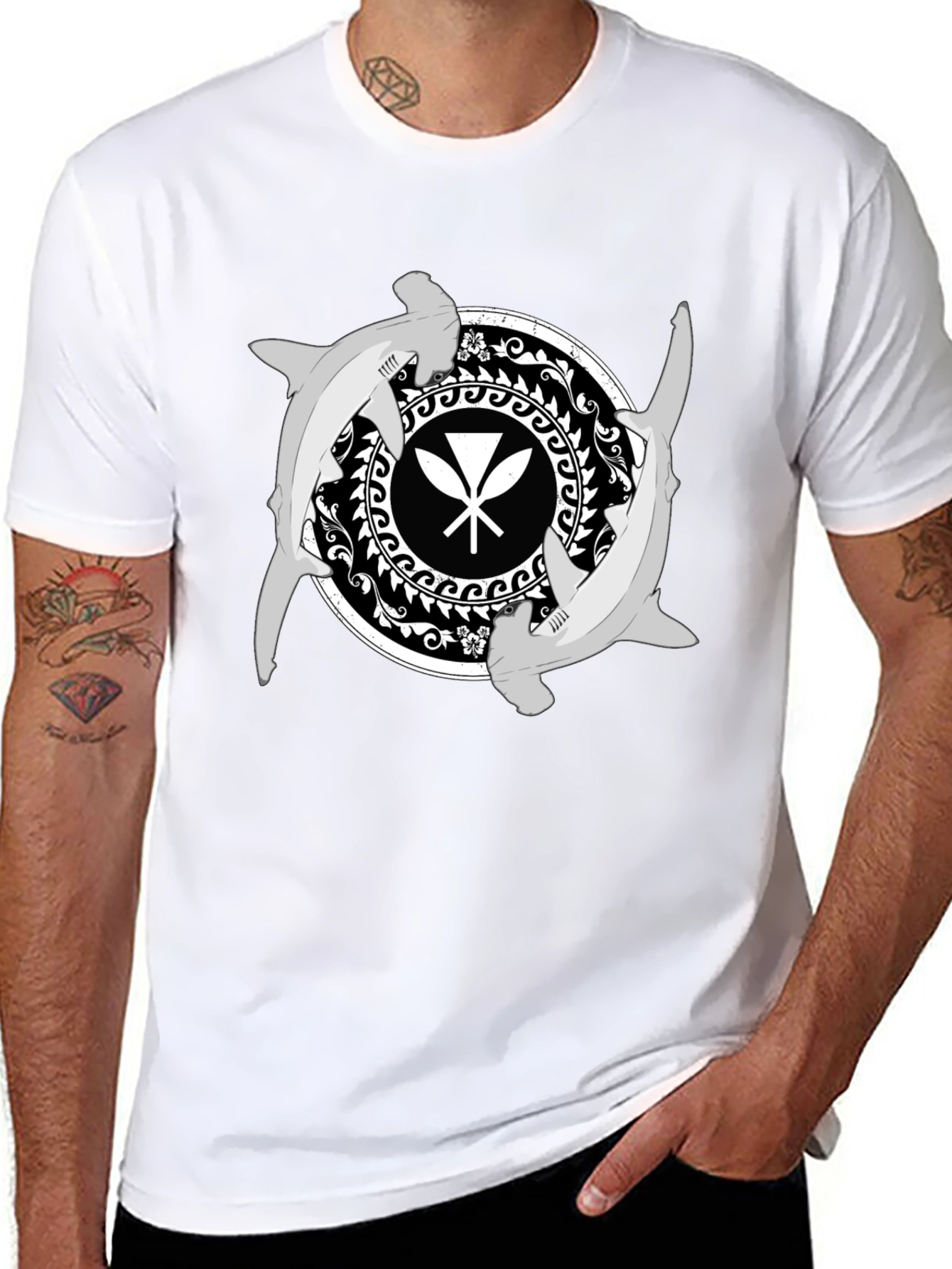Hammerhead Shark Hawaiian Paddles T-Shirt