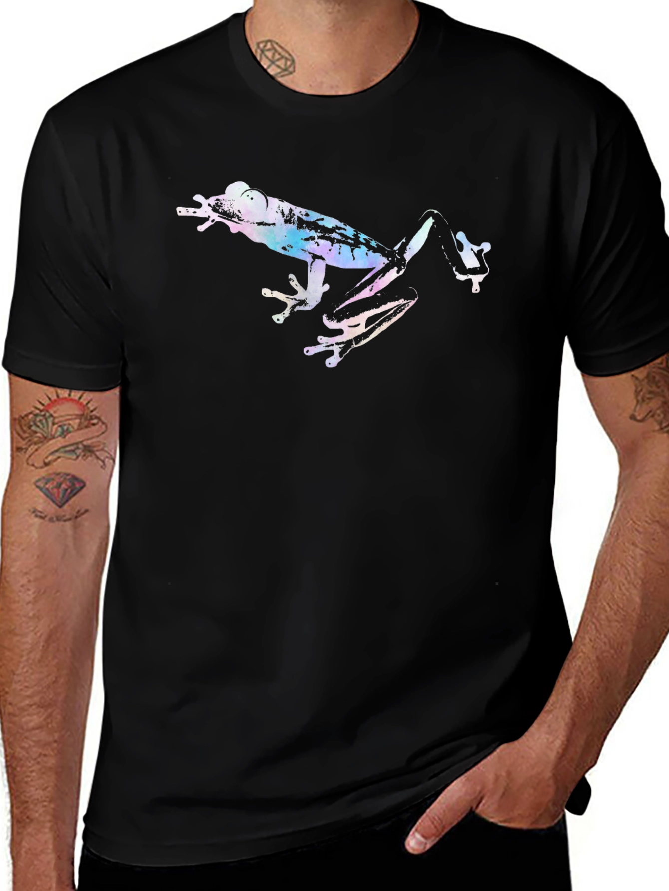 Funky Frog Tee - Black Casual T-Shirt