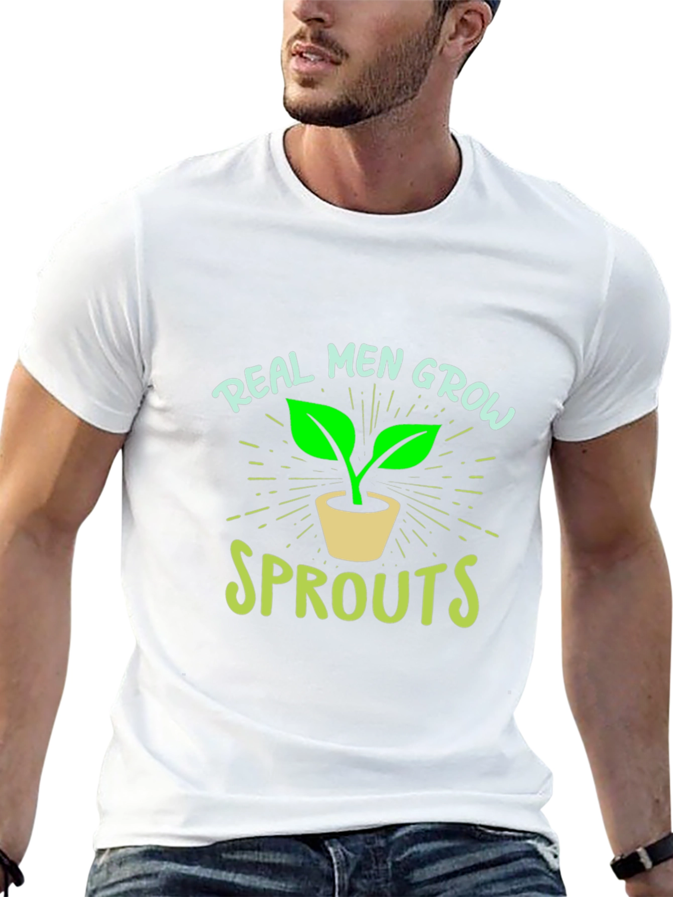 Real Men Grow Sprouts Graphic Tee - Black