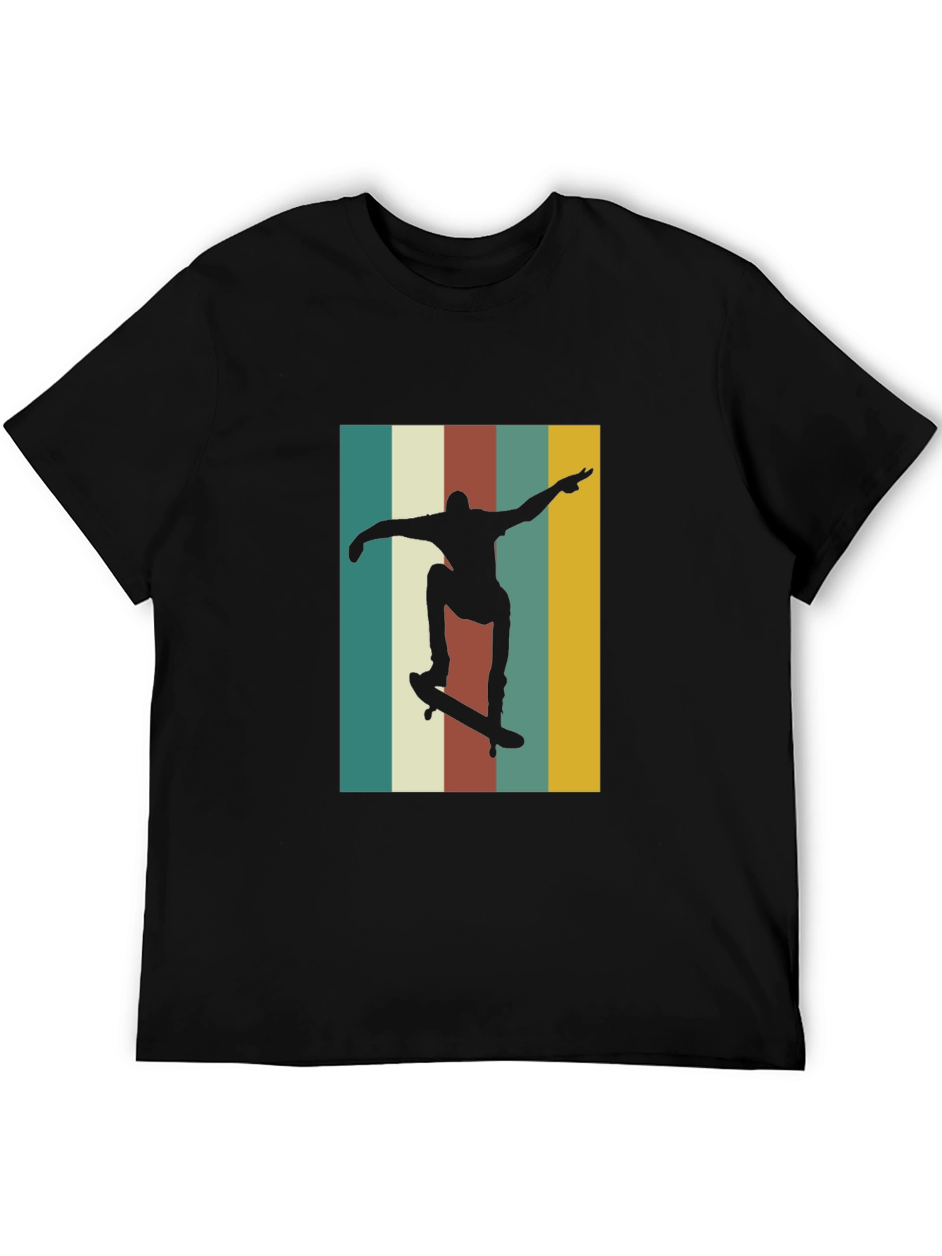 Retro Skateboarder Graphic Tee - Black
