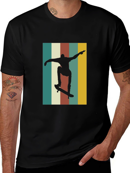Retro Skateboarder Graphic Tee - Black