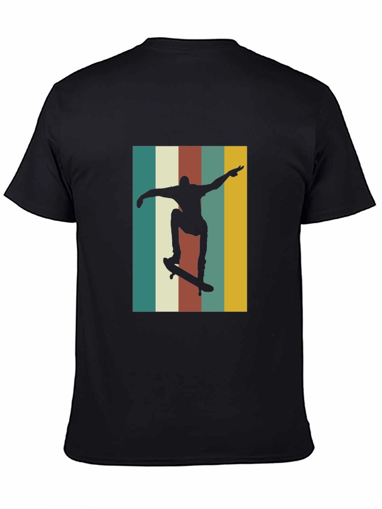 Retro Skateboarder Graphic Tee - Black