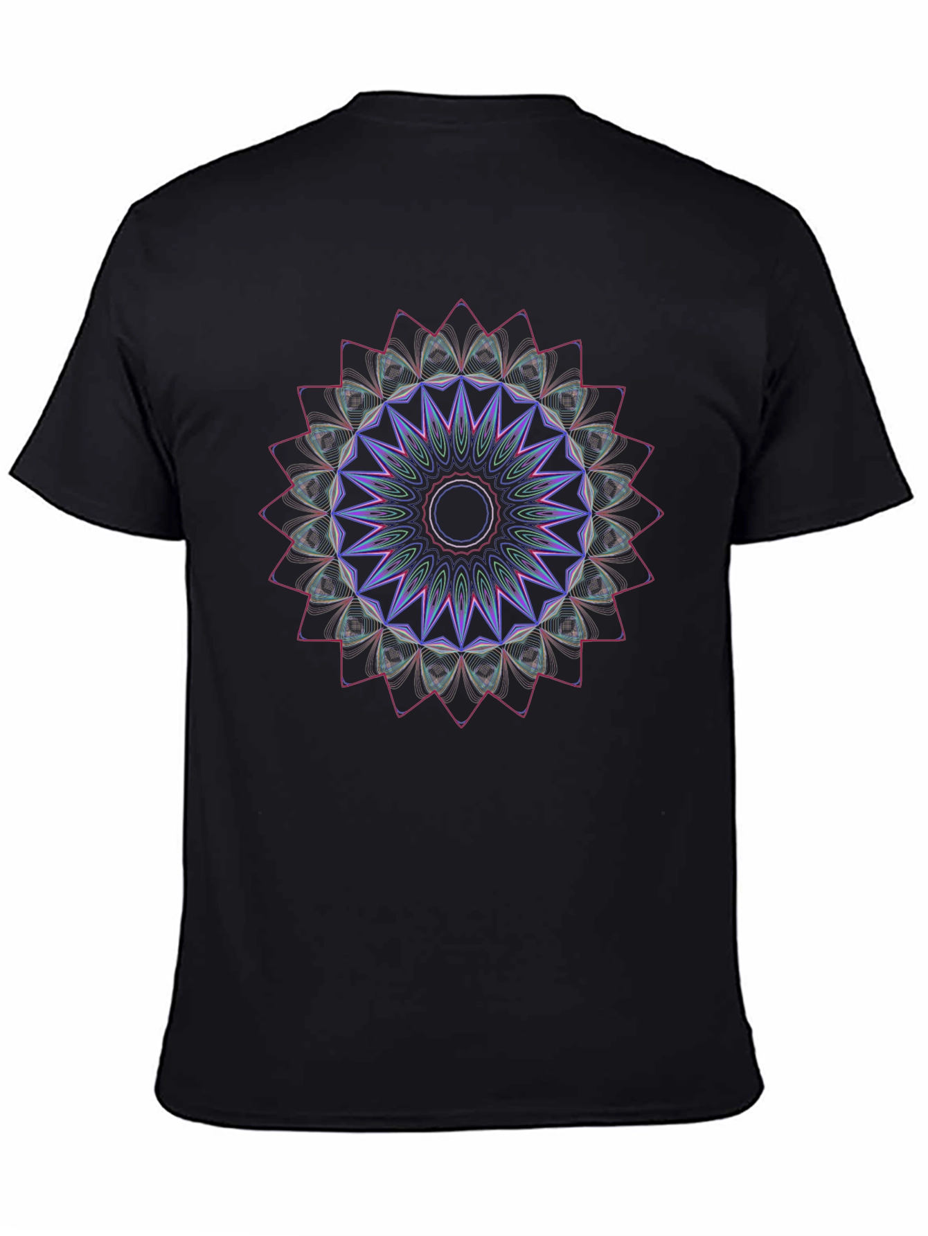 Geometric Mandala Graphic T-Shirt - Black