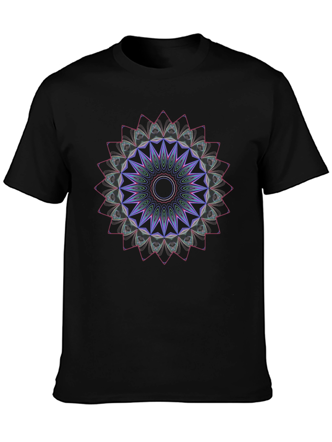 Geometric Mandala Graphic T-Shirt - Black